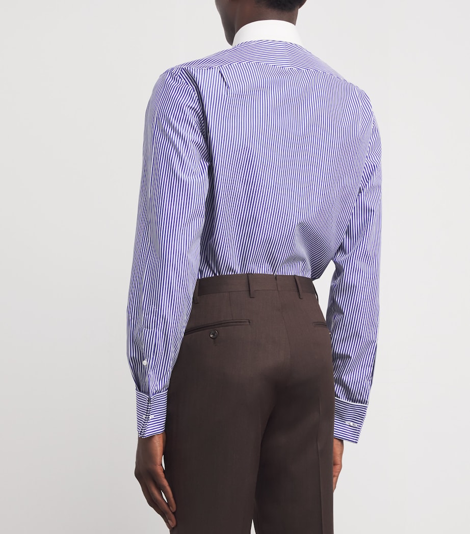 Cotton Bengal-Stripe Dress Shirt BLUE AND WHITE Image 4