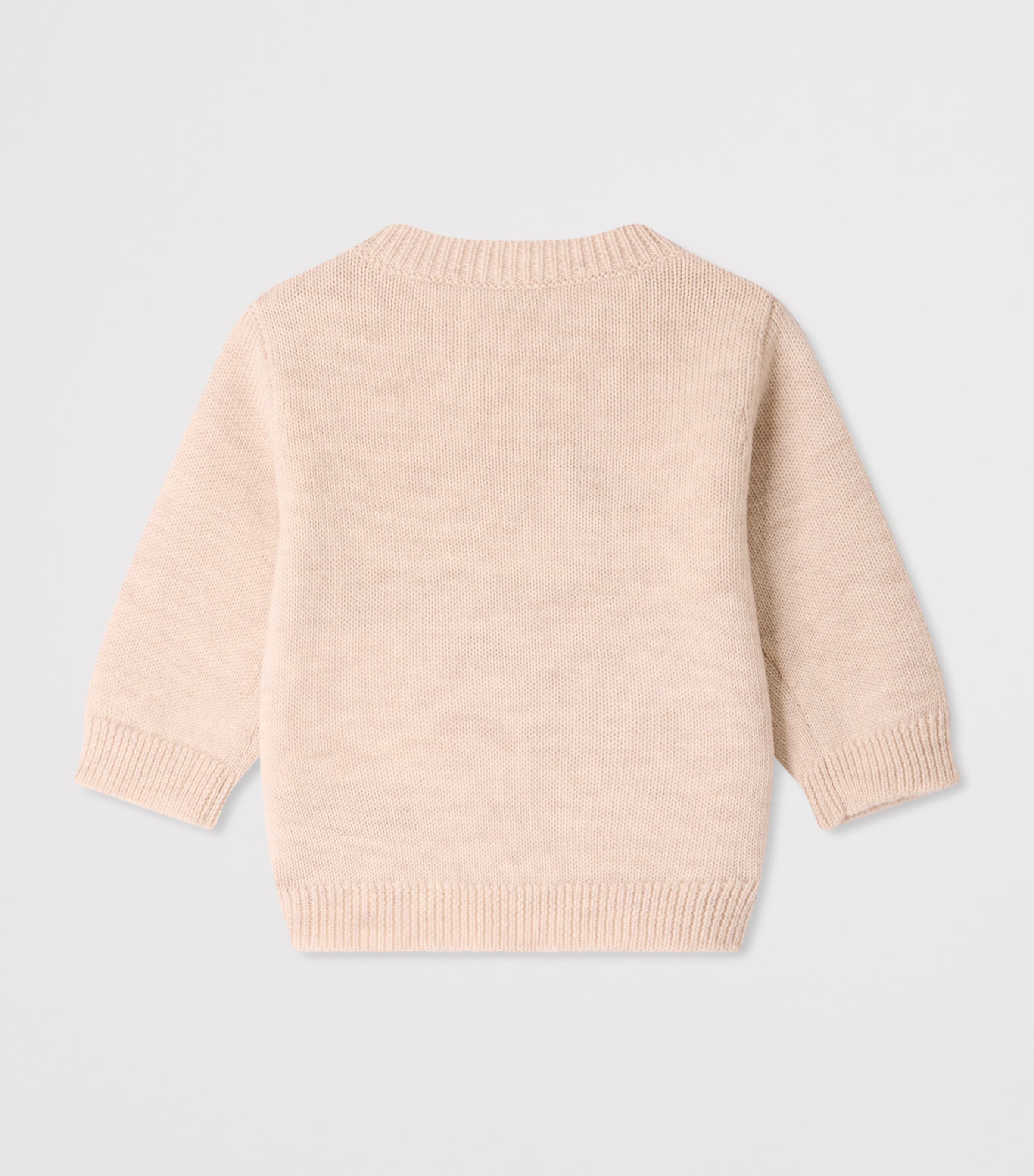 Bonpoint Wool-Cotton Embroidered Sweater (6-12 Months) Beige Image 2