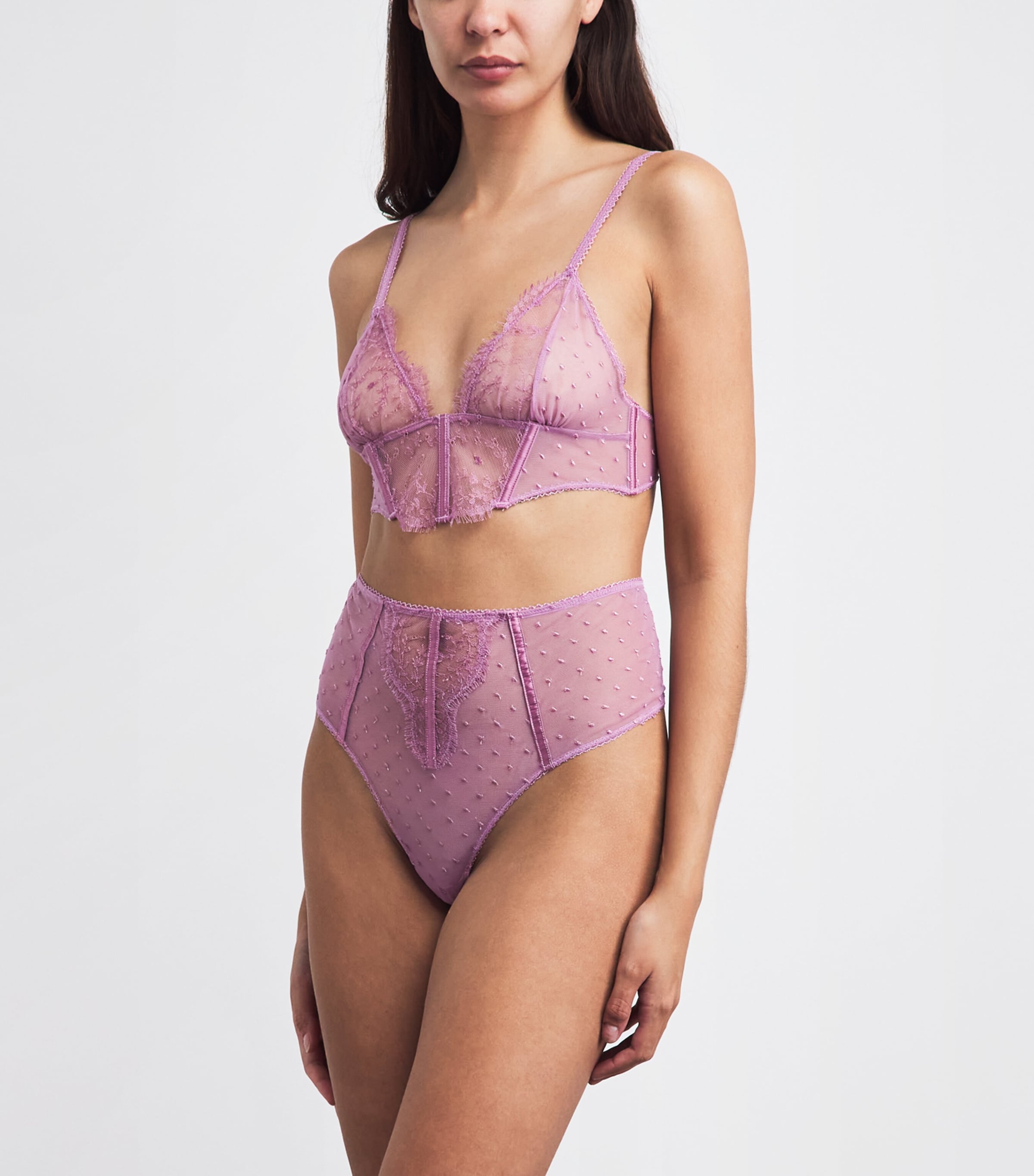 Kiki de Montparnasse Womens Lace Merci Beaucoup Thong Mauve Image 2
