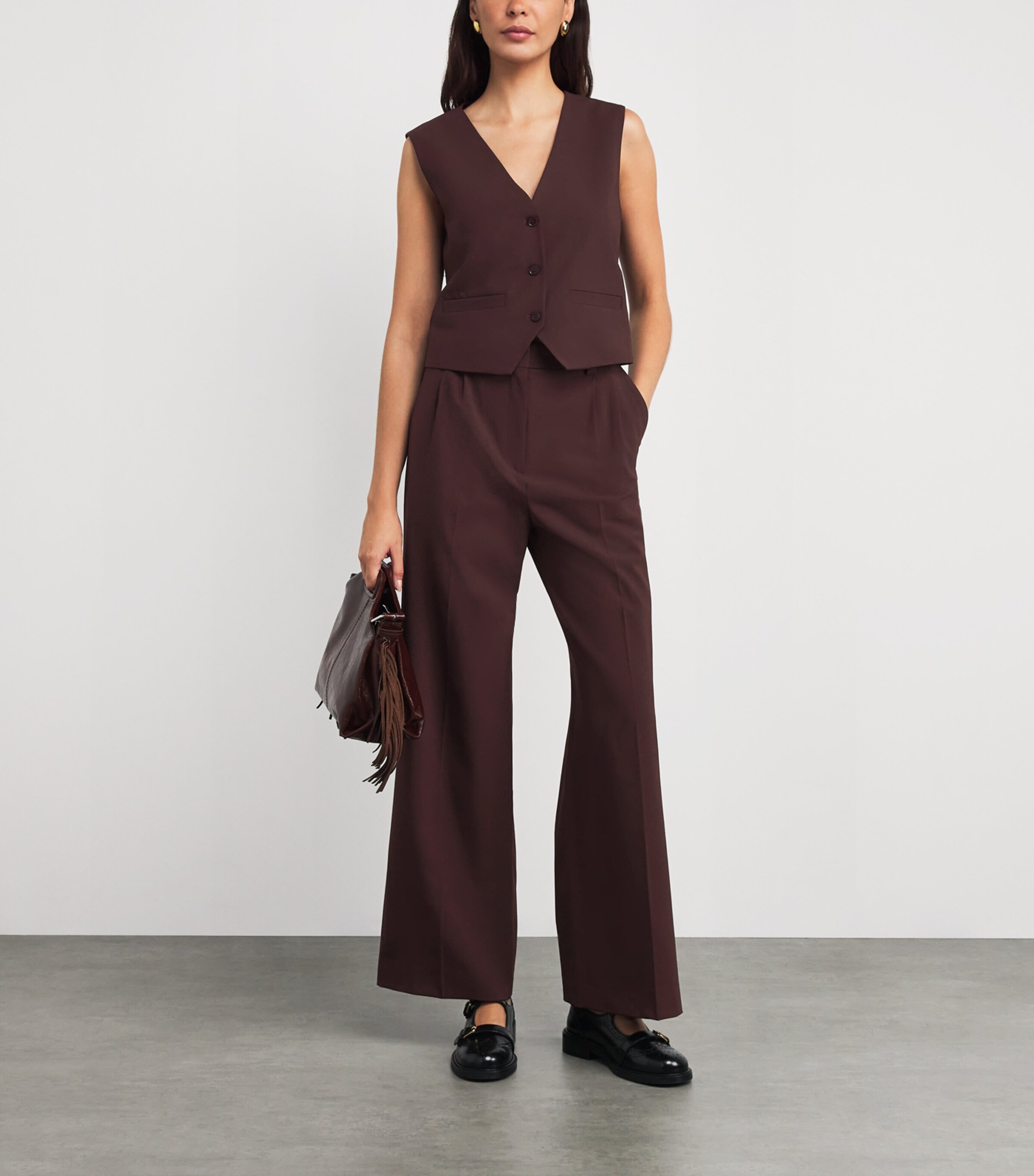 Wool-Blend Waistcoat BURGUNDY Image 2