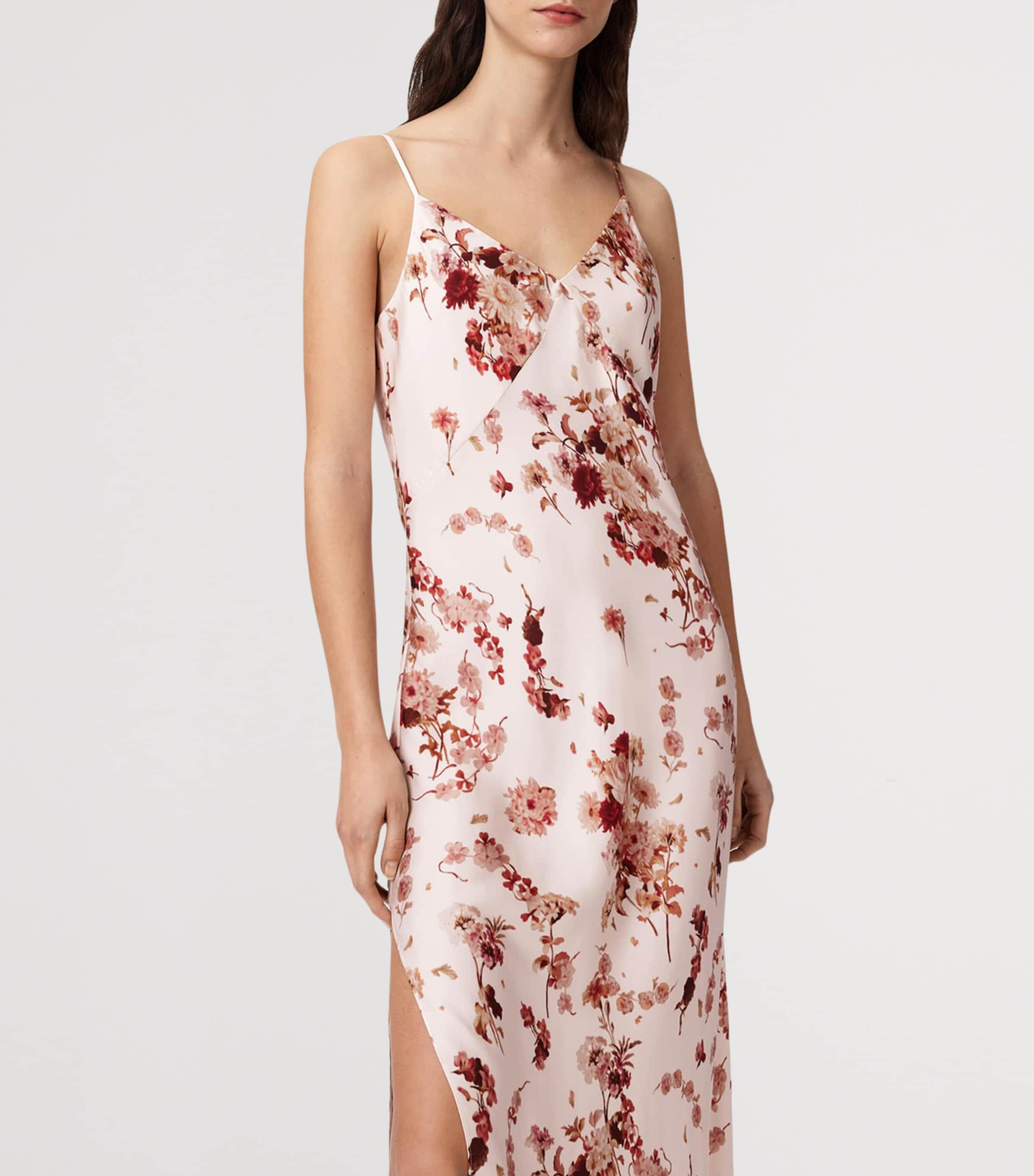 AllSaints Womens Silk-Blend Melody Slip Dress Armada Soft Pink Image 5