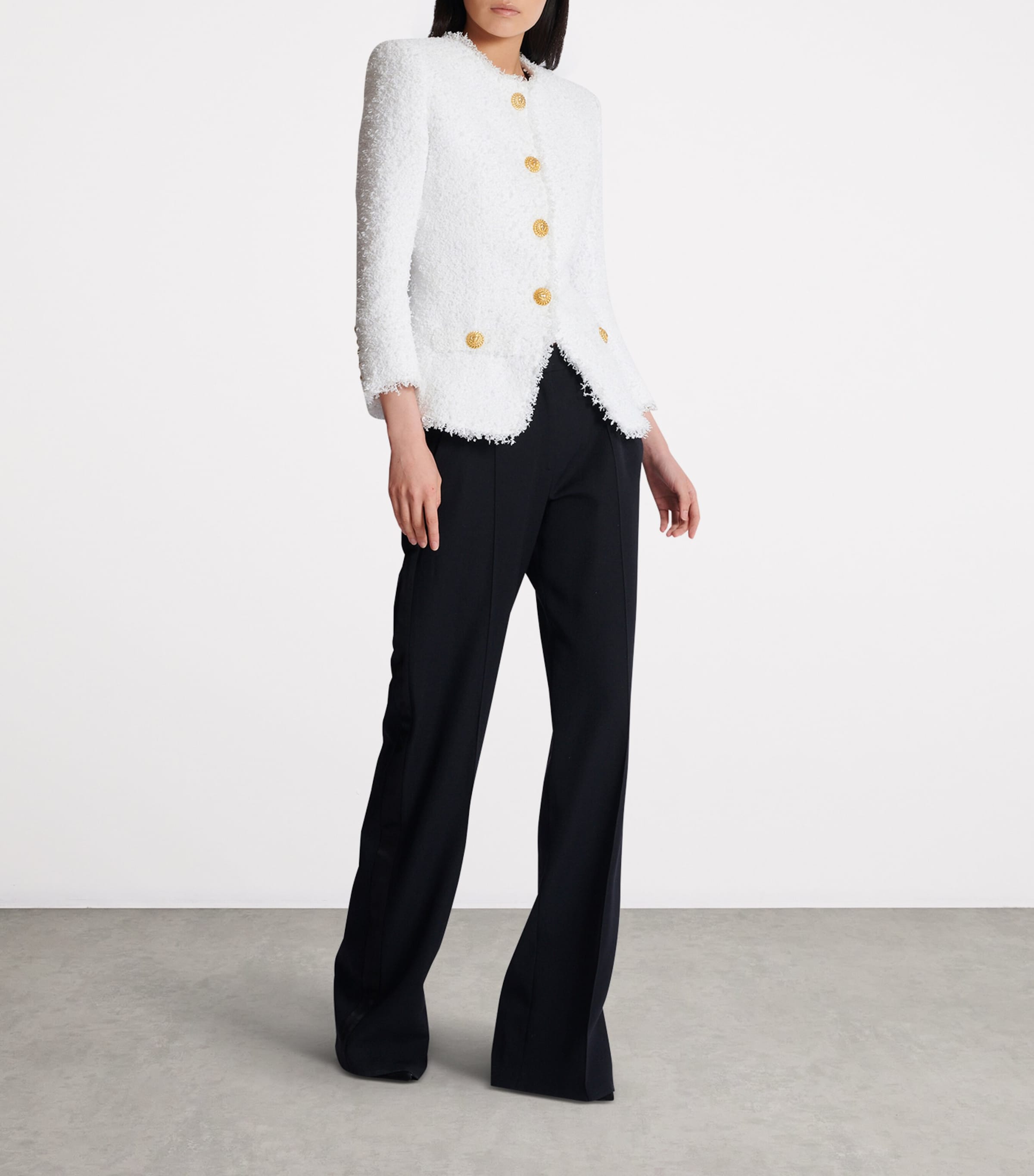 Tweed Single-Breasted Jacket 0FA BLANC Image 6