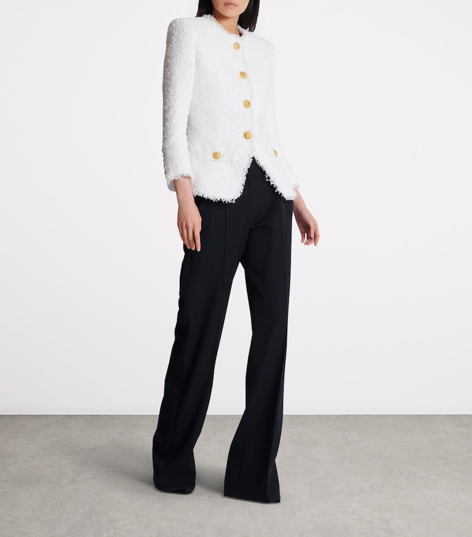 Tweed Single-Breasted Jacket 0FA BLANC Image 6