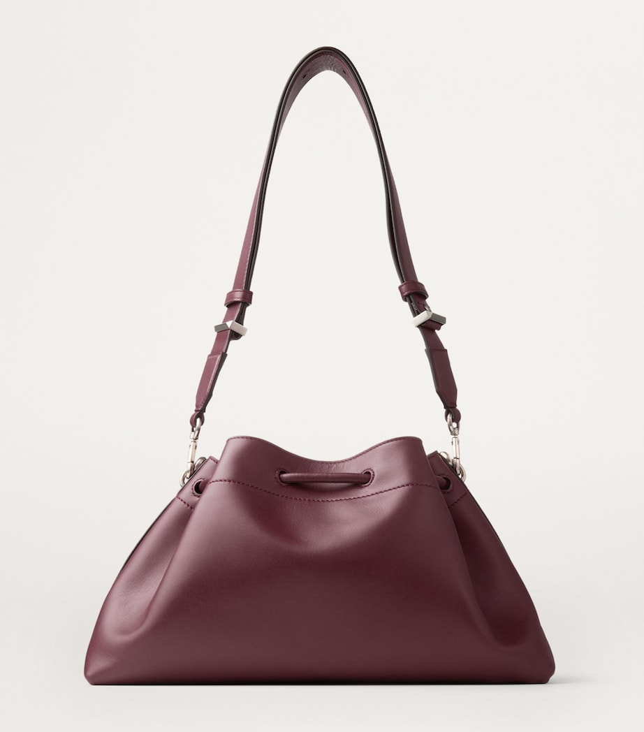 Medium Leather Cinch Bucket Bag GARNET/ANTIQUE SILVE Image 5