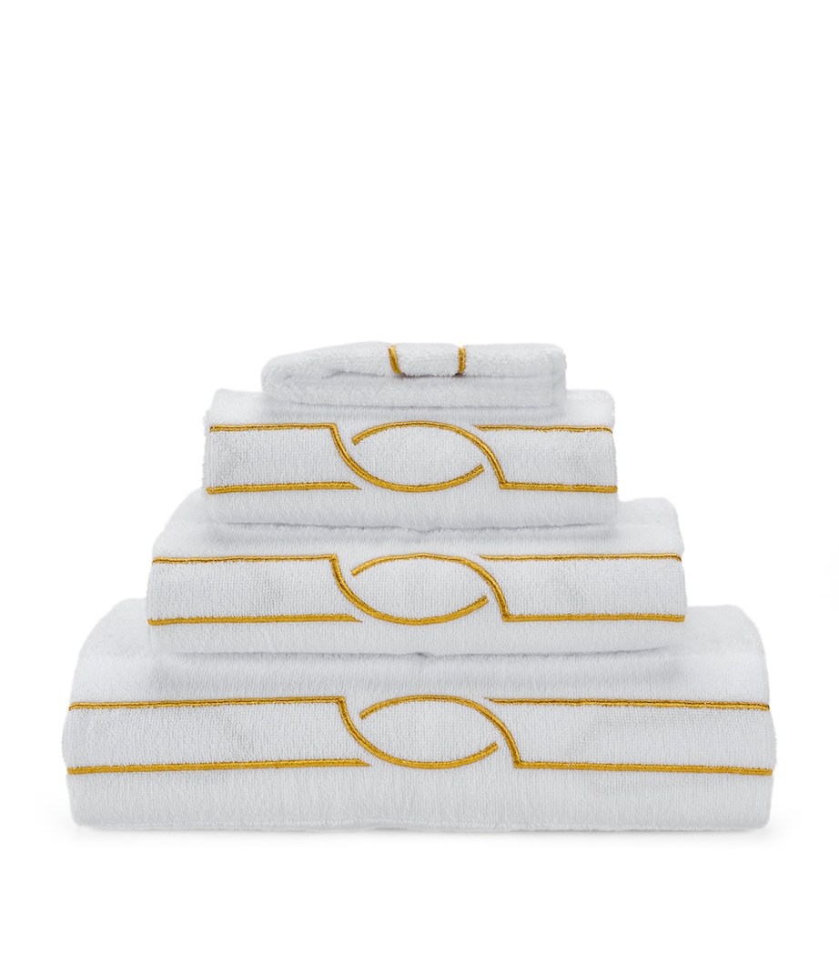 Cluny Bath Towel (70cm x 140cm) WHITE/GOLD EMB Image 1