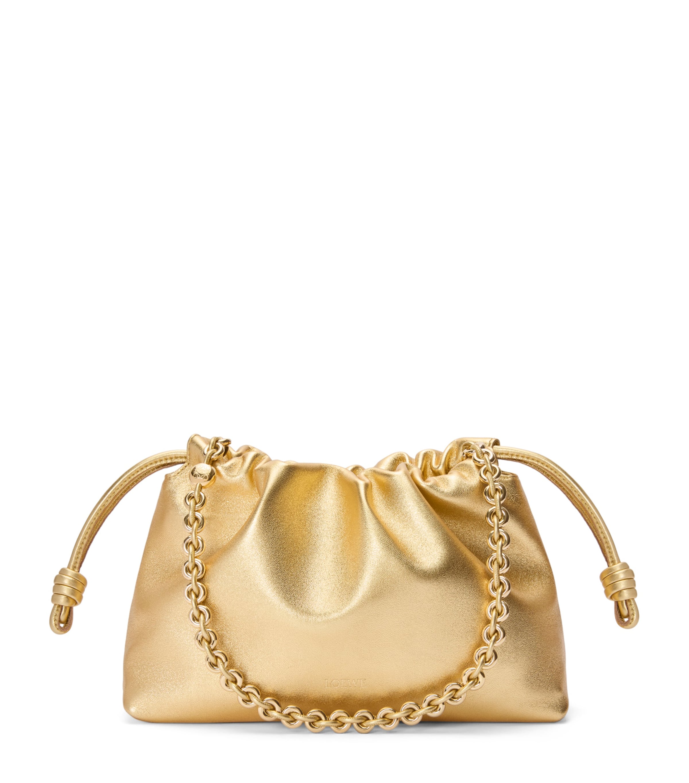 Loewe Medium Metallic Leather Flamenco Purse In Gold