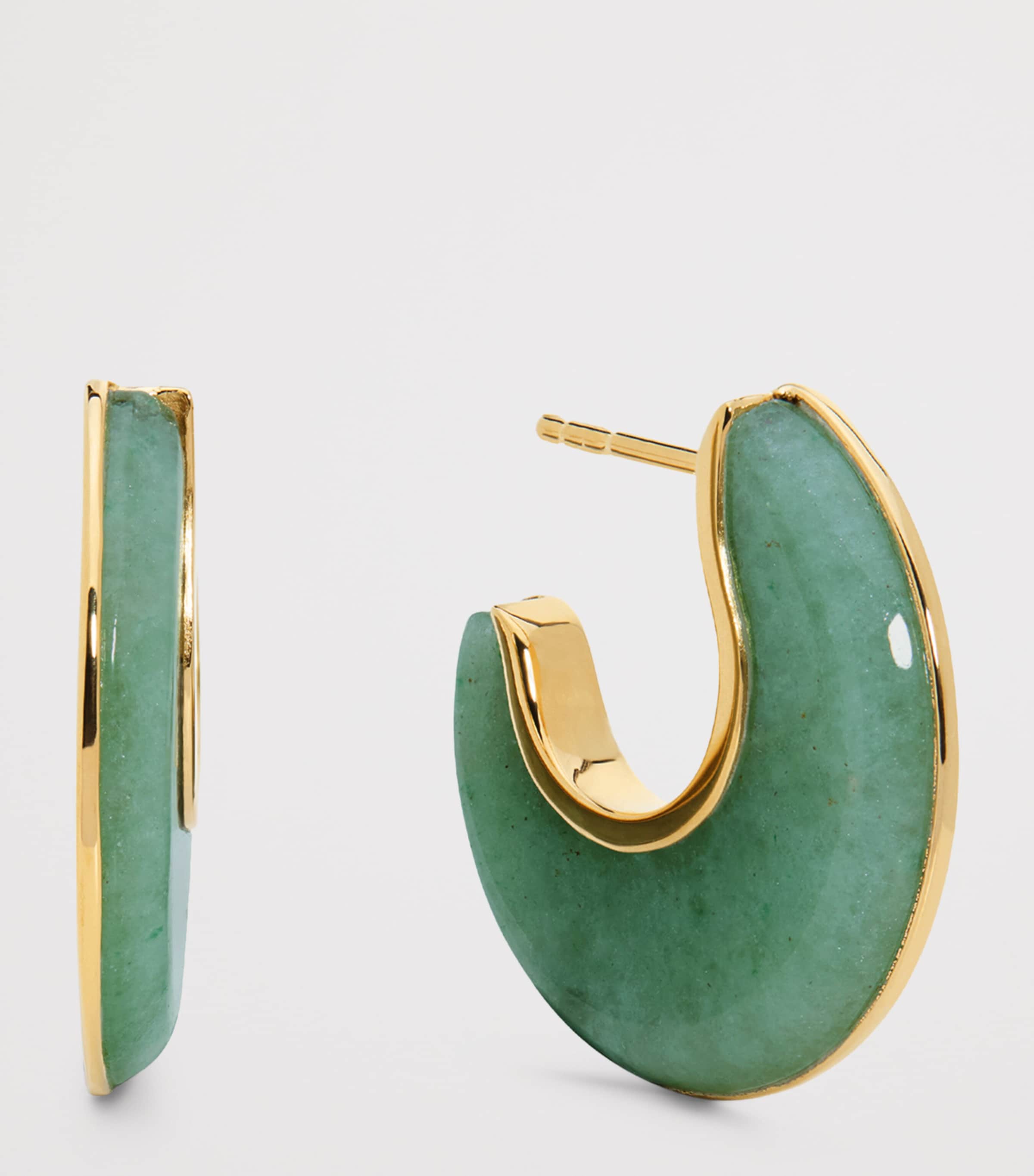 Monica Vinader Yellow Gold and Aventurine Kate Young Reversible Hoop Earrings Gold Vermeil Image 5