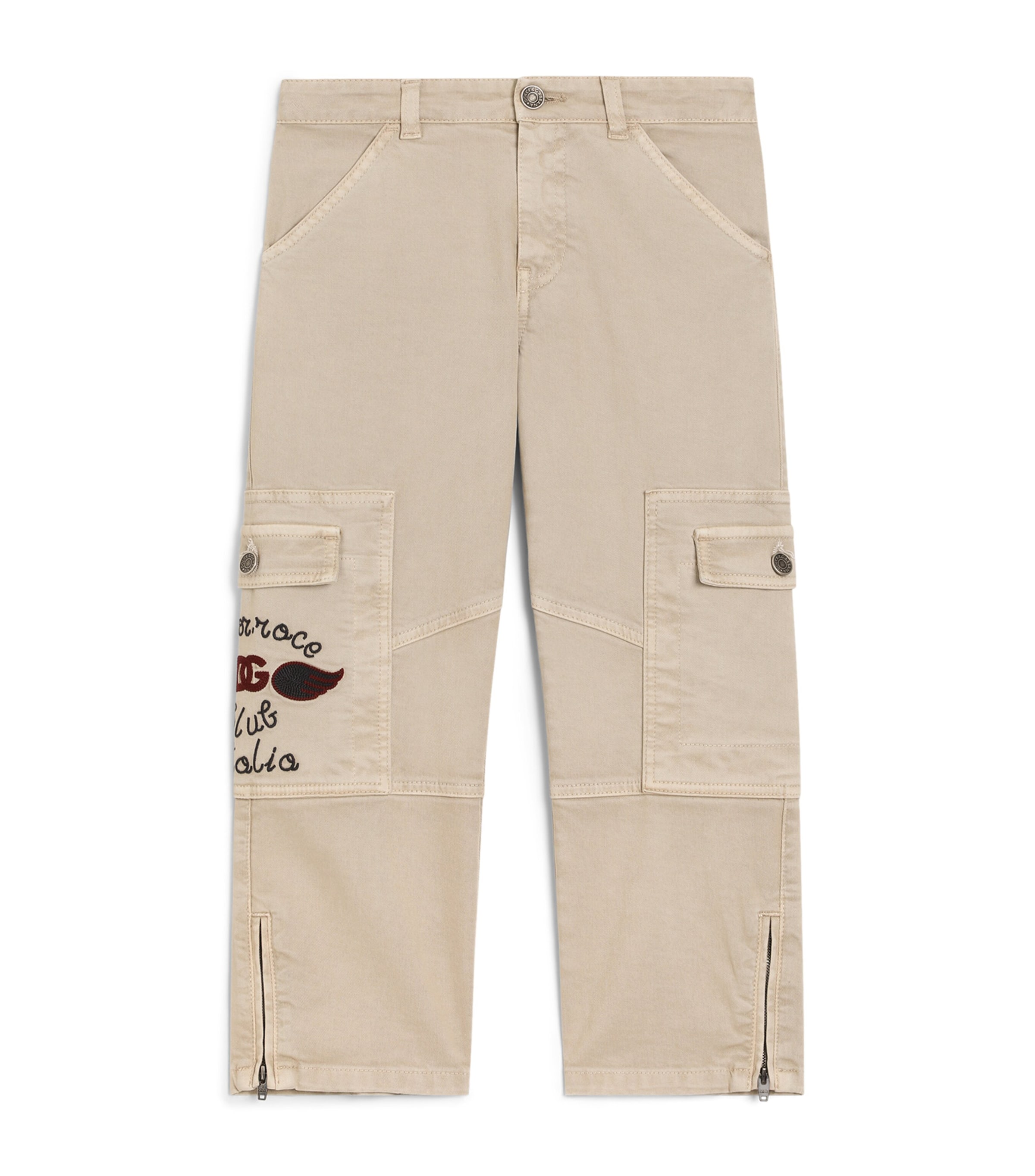 Dolce&Gabbana Kids Stretch-Cotton Twill Embroidered Trousers (8-14 Years) Combined Col Image 1