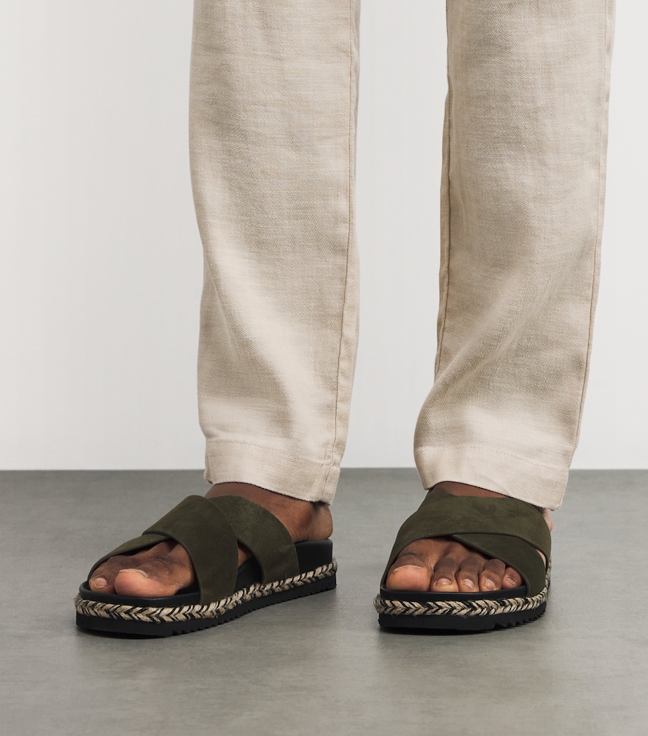 Leather Breno Espadrille Slides 842-DARK OLIVE Image 2