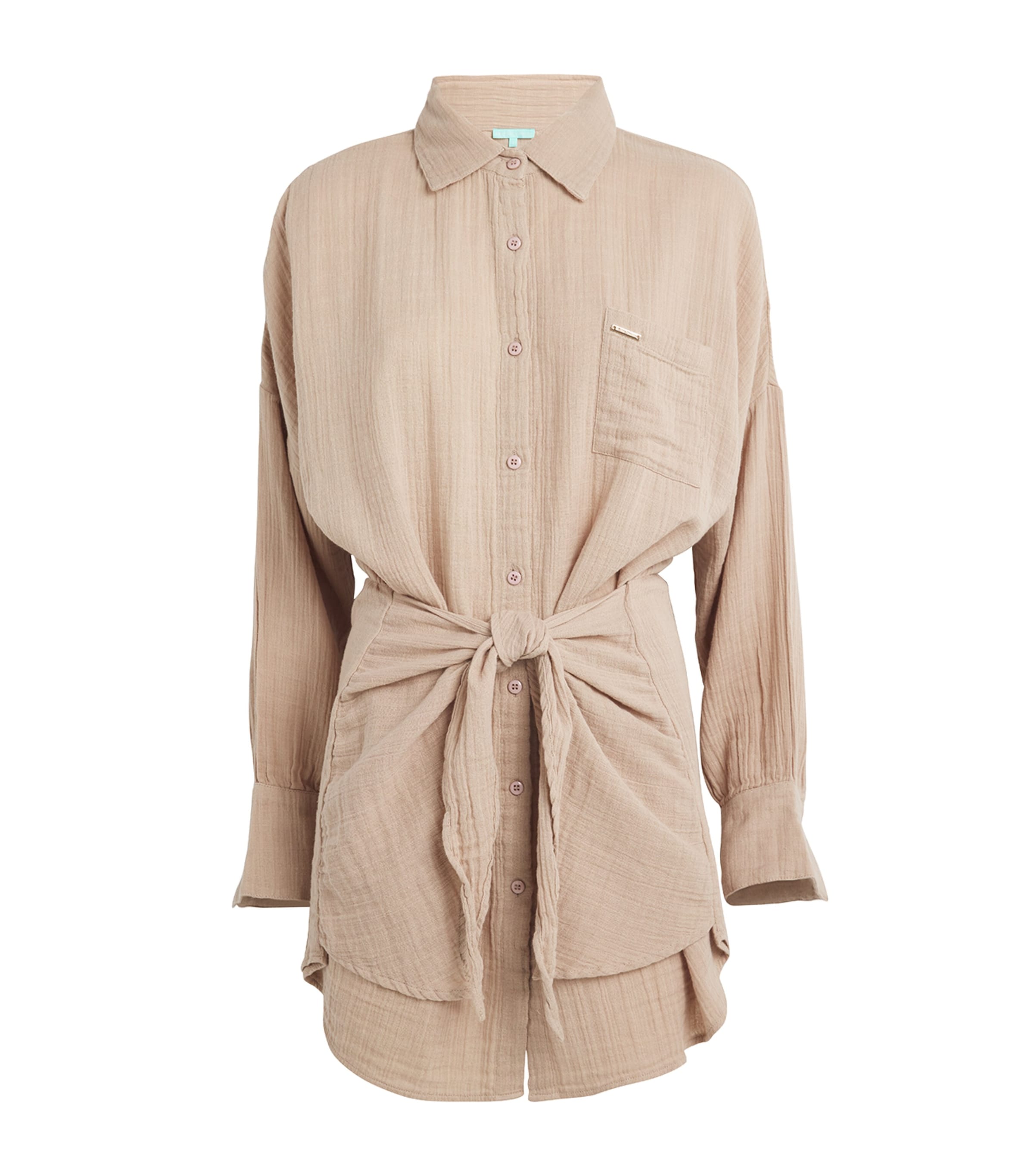 Melissa Odabash Cotton Shirt Mini Dress In Gold