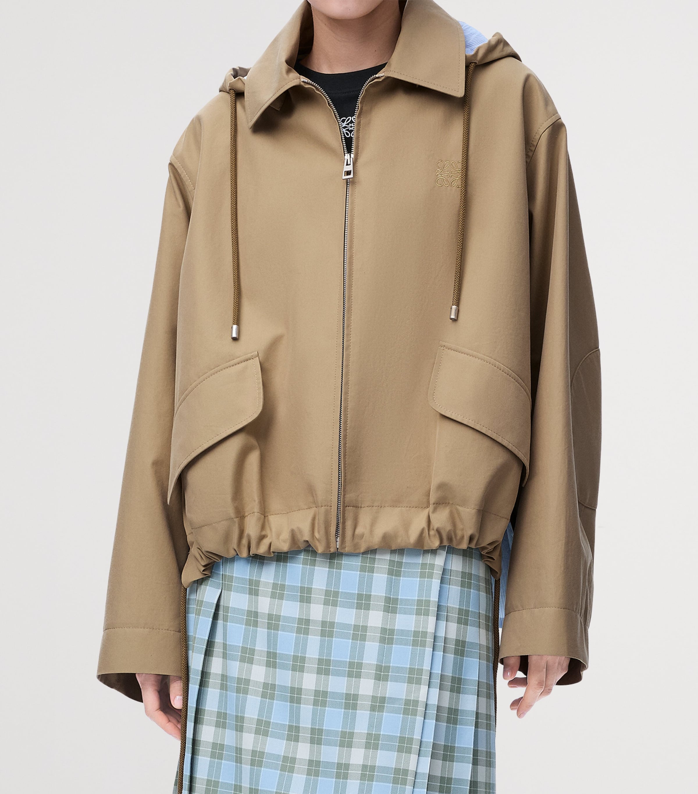 【LOEWE】Stripe cape in linen and cotton LOEWE LOEWE x Paula's Ibiza Striped Long-Sleeve Caftan