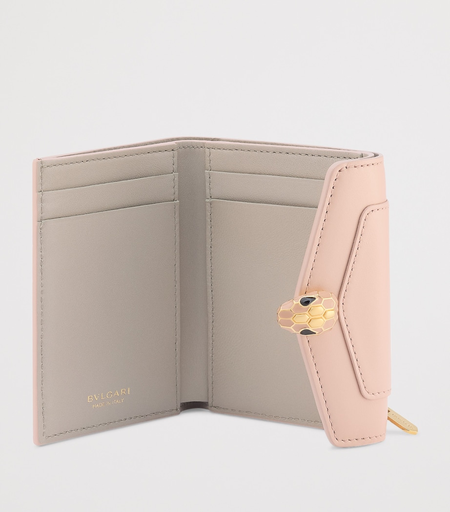 Leather Serpenti Forever Compact Wallet PINK Image 3