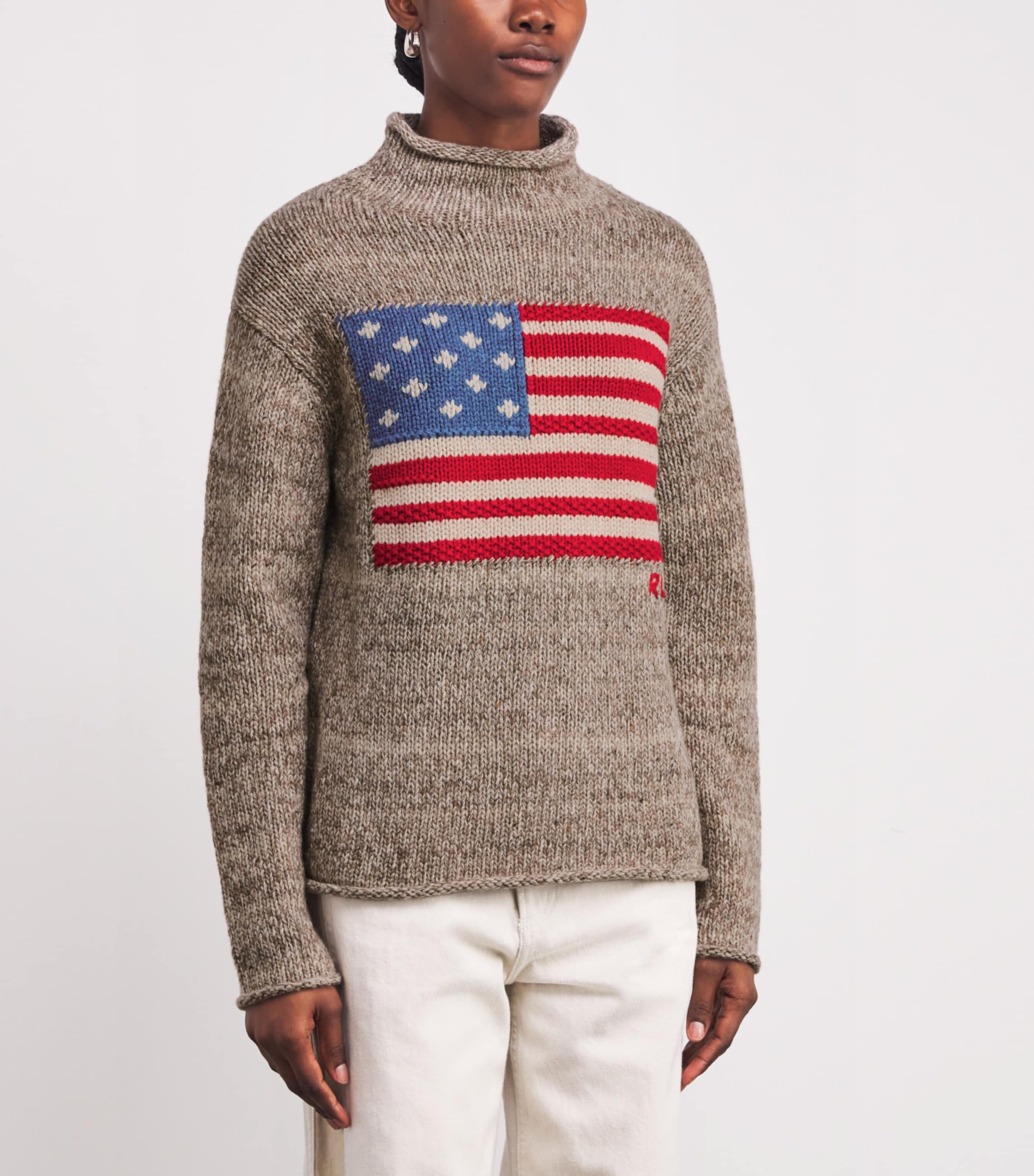 Wool-Blend Flag Rollneck Sweater NATURAL MULTI Image 3