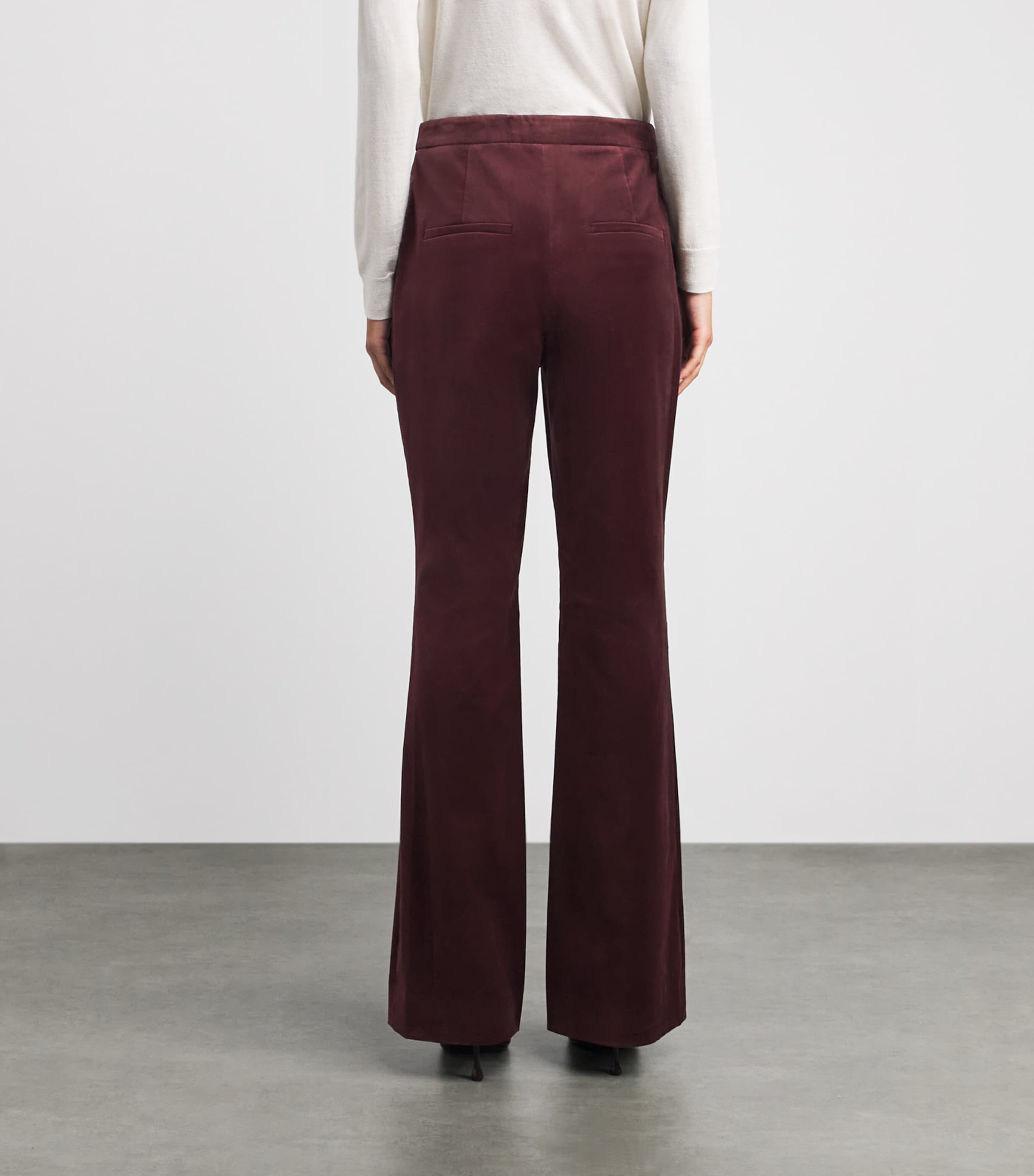 Veronica Beard Womens Velvet Flair Gracie Trousers Burgundy Image 5