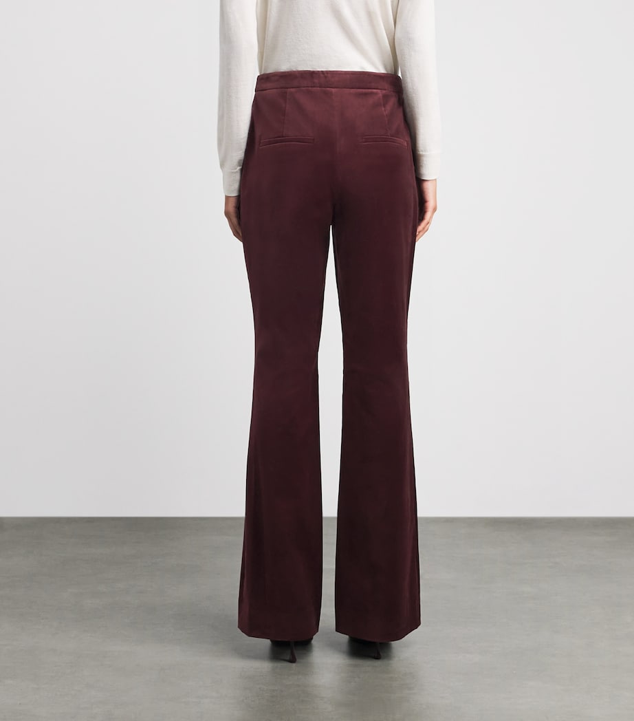 Veronica Beard Womens Velvet Flair Gracie Trousers Burgundy Image 5