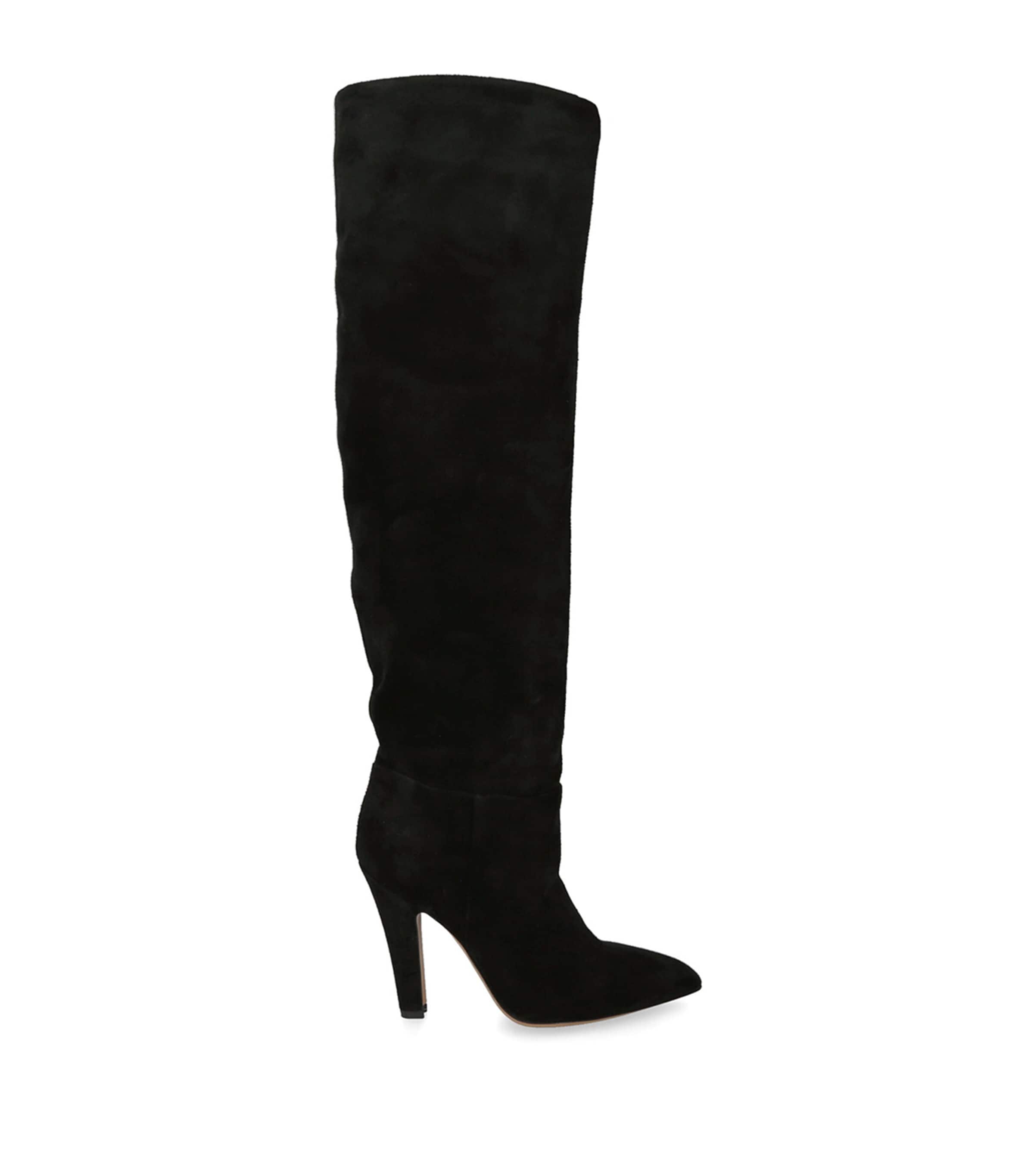 Paris Texas Over-the-knee Suede Pointed Toe Boots In Black