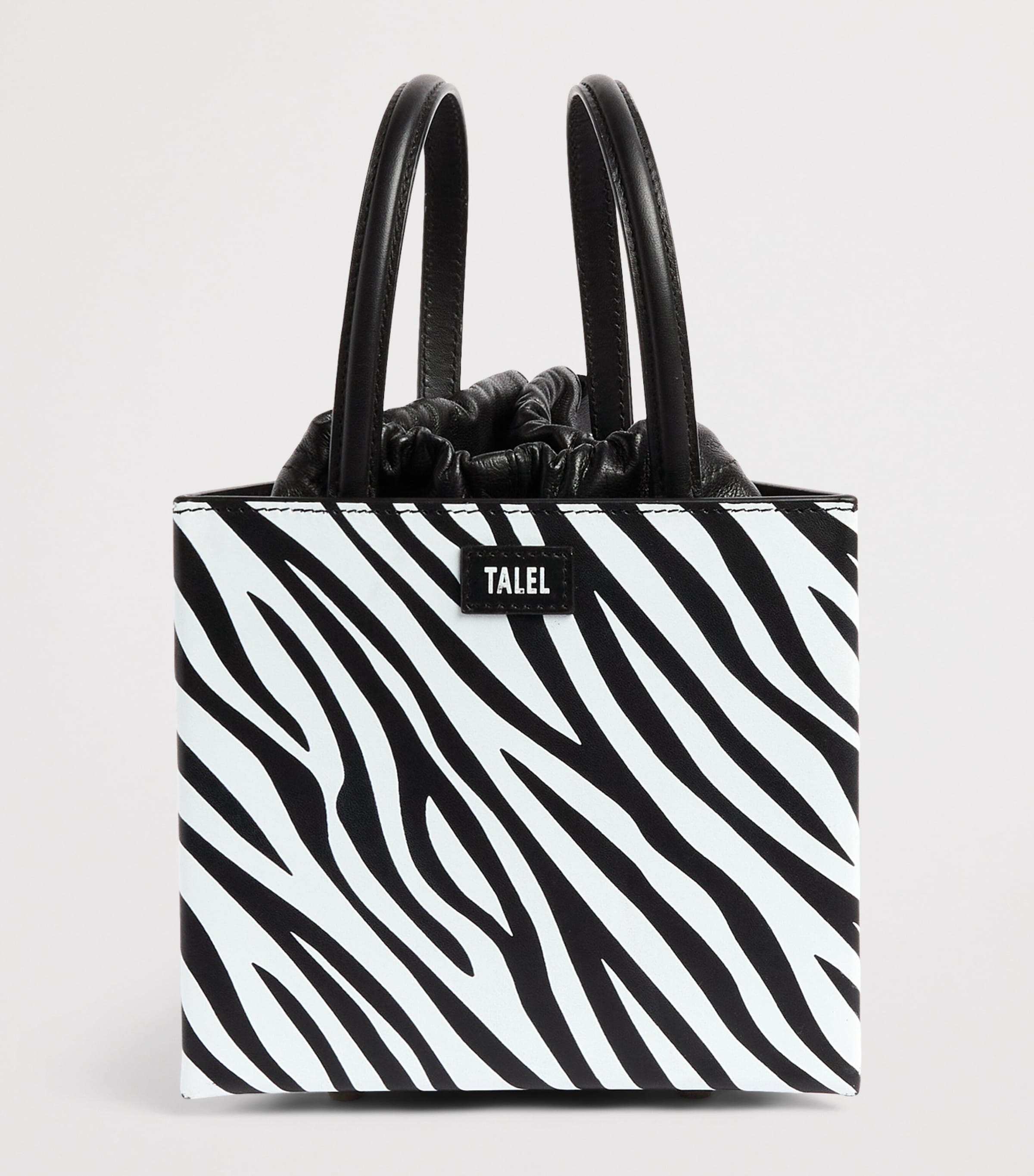 Talel Paris Leather Zebra Triangle Top-Handle Bag Zebra Image 3