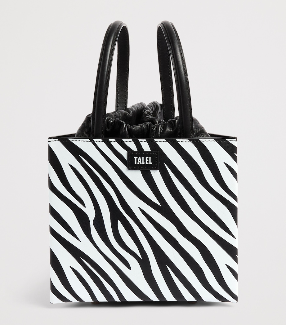 Talel Paris Leather Zebra Triangle Top-Handle Bag Zebra Image 3