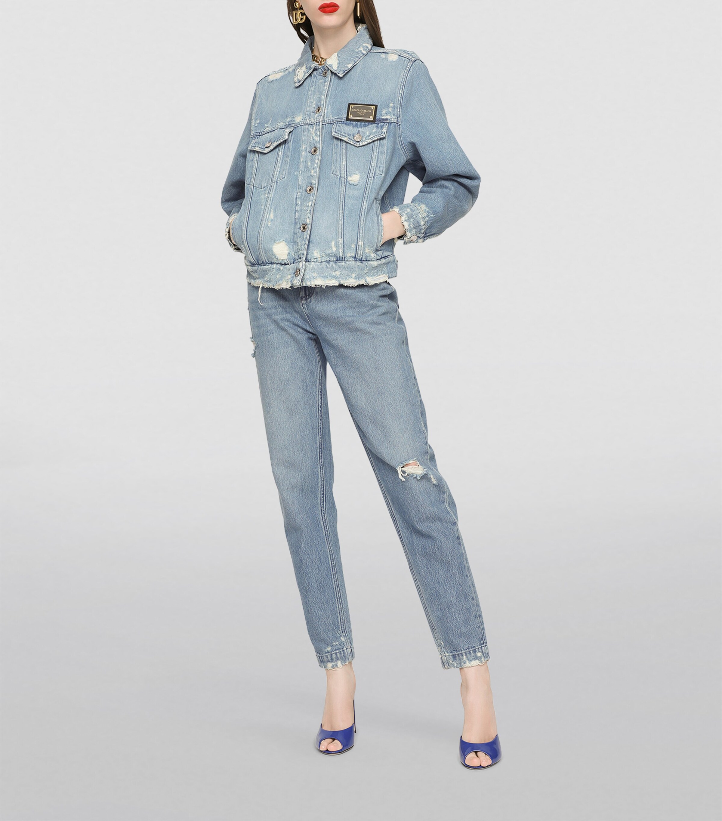 Distressed Denim Jacket S9001-COMBINED COLOU Image 3