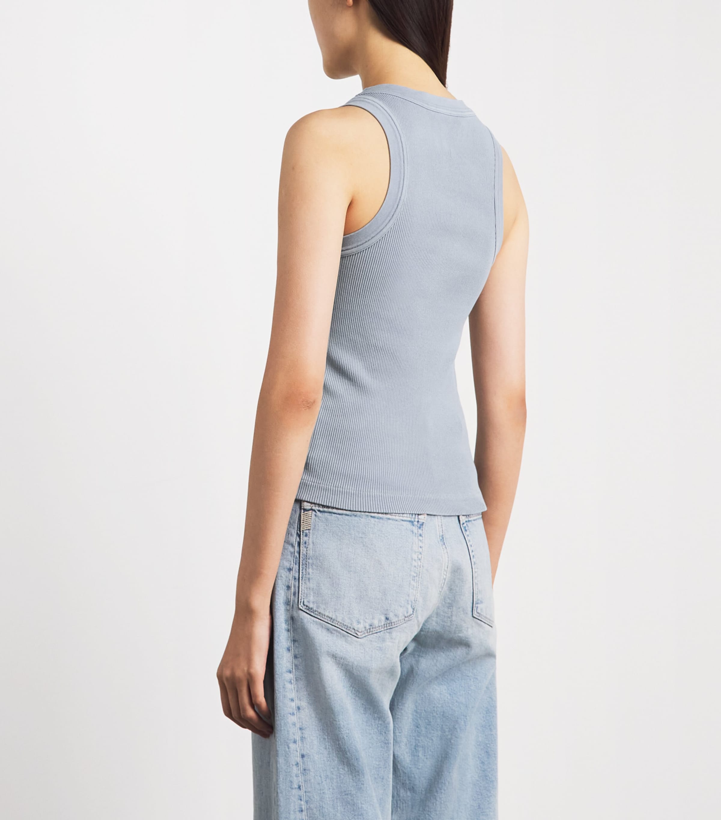 Citizens of Humanity Womens Ribbed Isabel Tank Top Hema Blue Grey Image 5