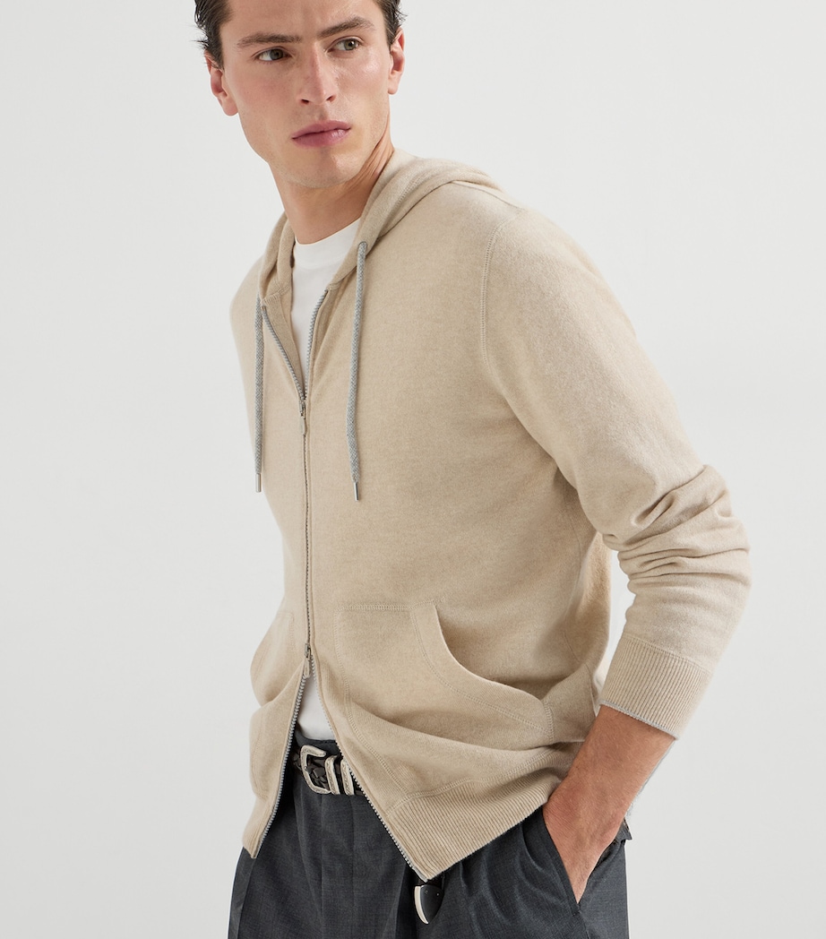 Brunello Cucinelli Mens Cashmere Zip-Up Hoodie Image 3