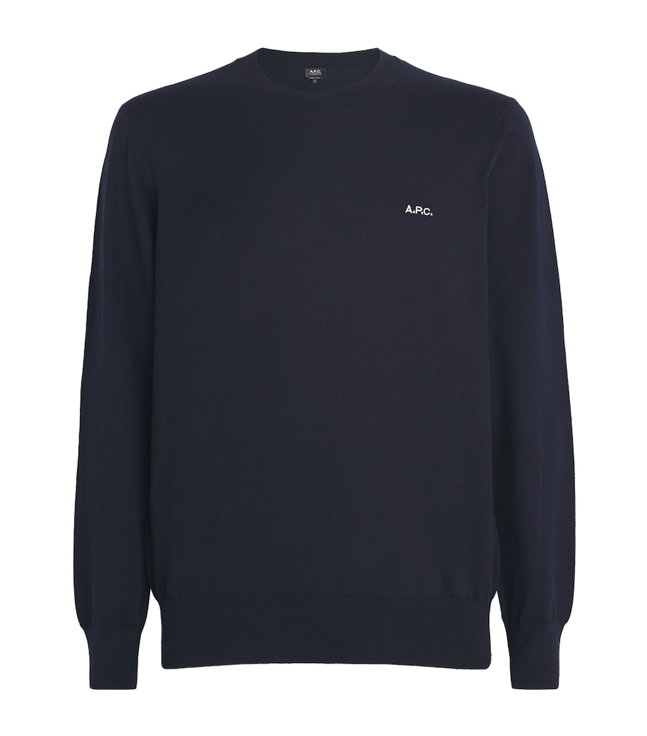 Navy Cotton Logo Sweater - Image 1