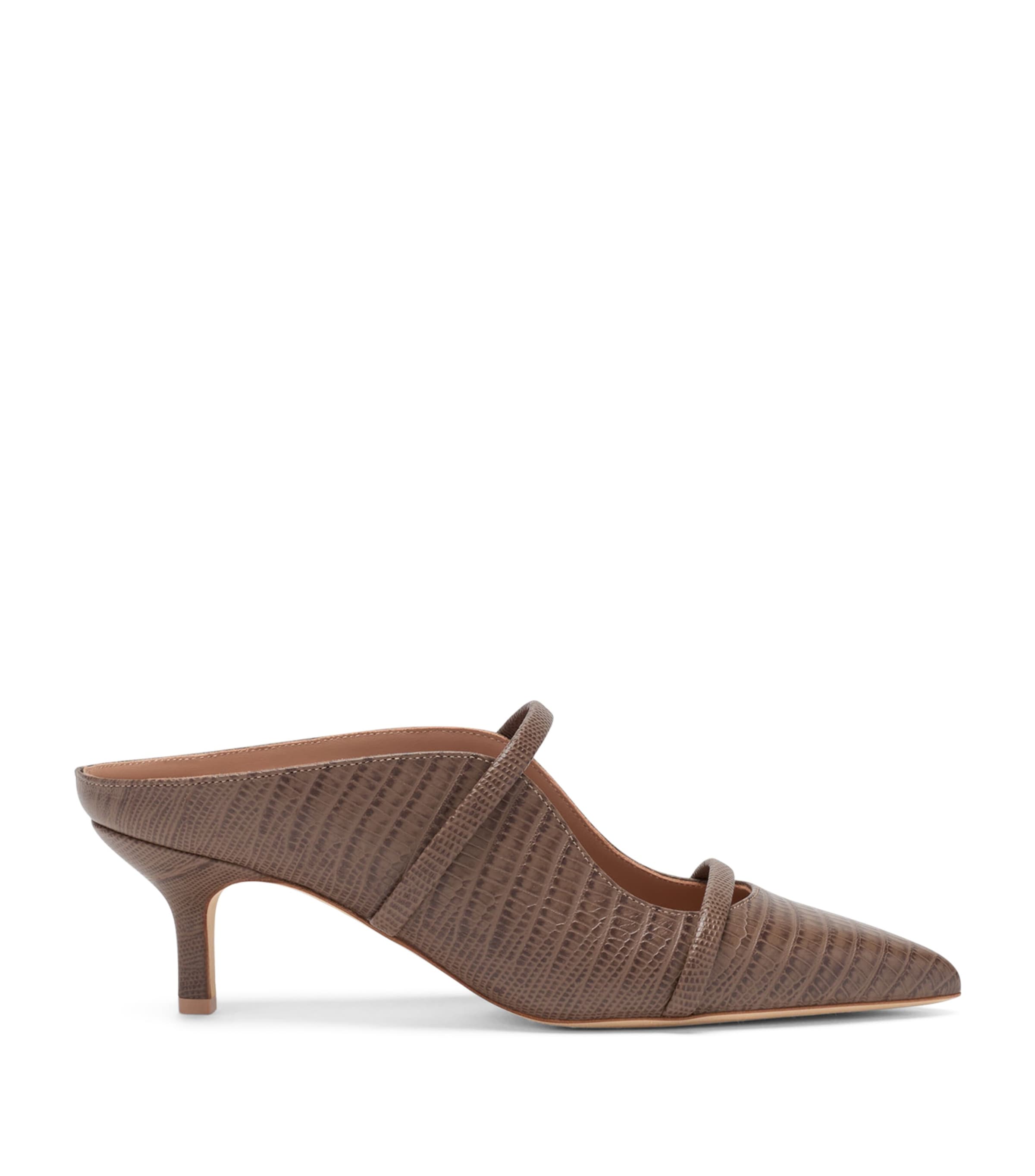 Malone Souliers Croc-Embossed Leather Maureen Heeled Mules 45 Taupe Image 1