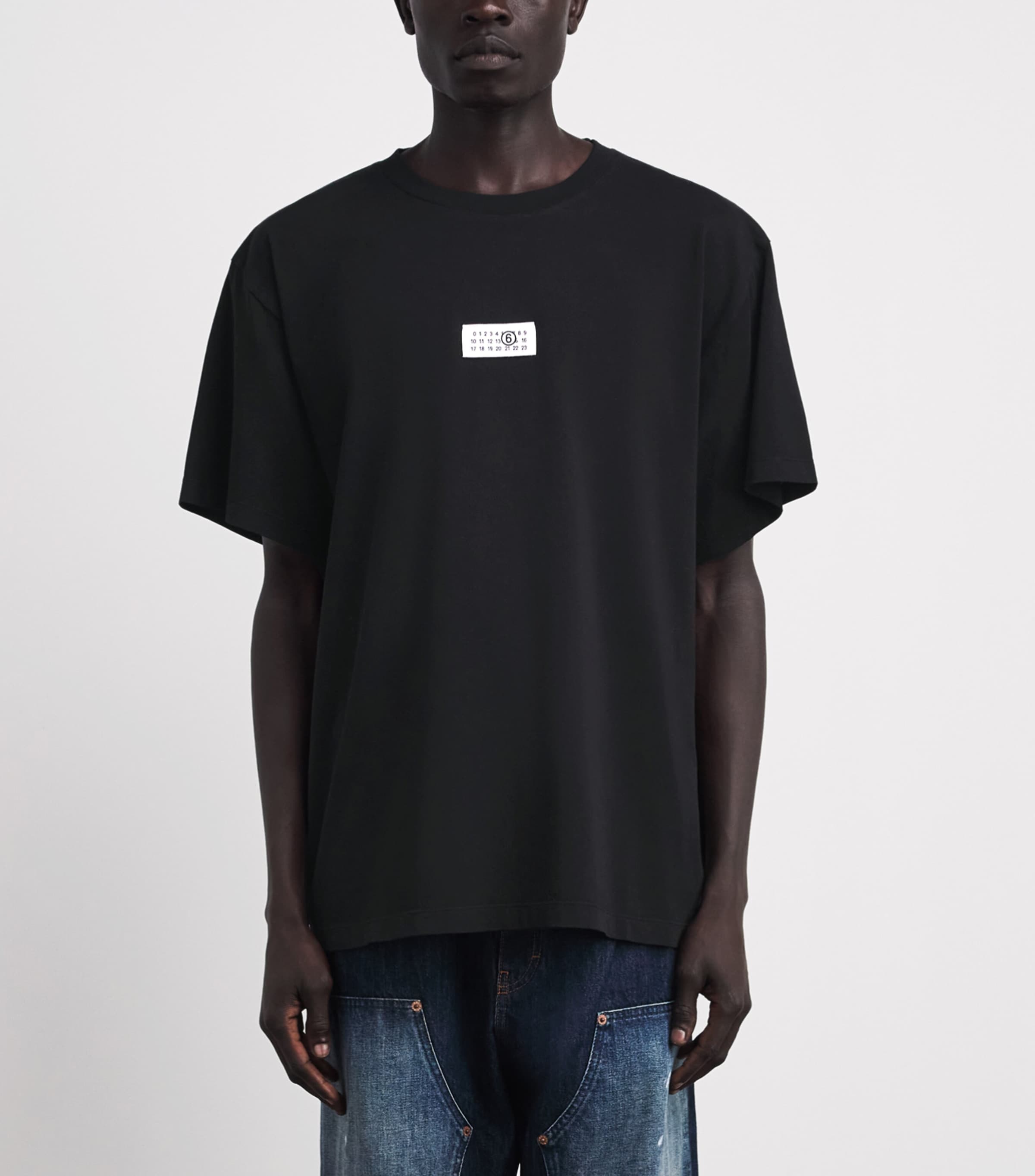 MM6 Maison Margiela Black Cotton Numeric Tab T-Shirt | Harrods US