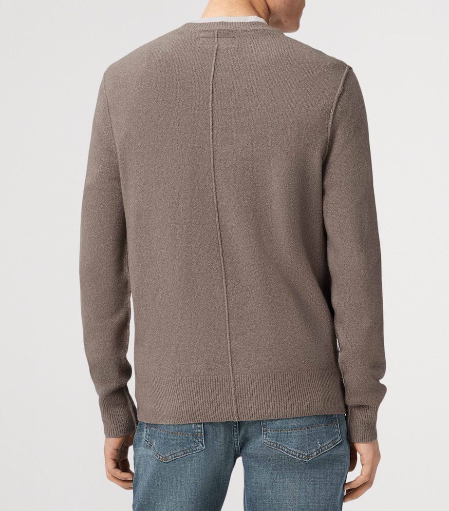AllSaints Mens Crew-Neck Statten Sweater Cord Brown Image 4