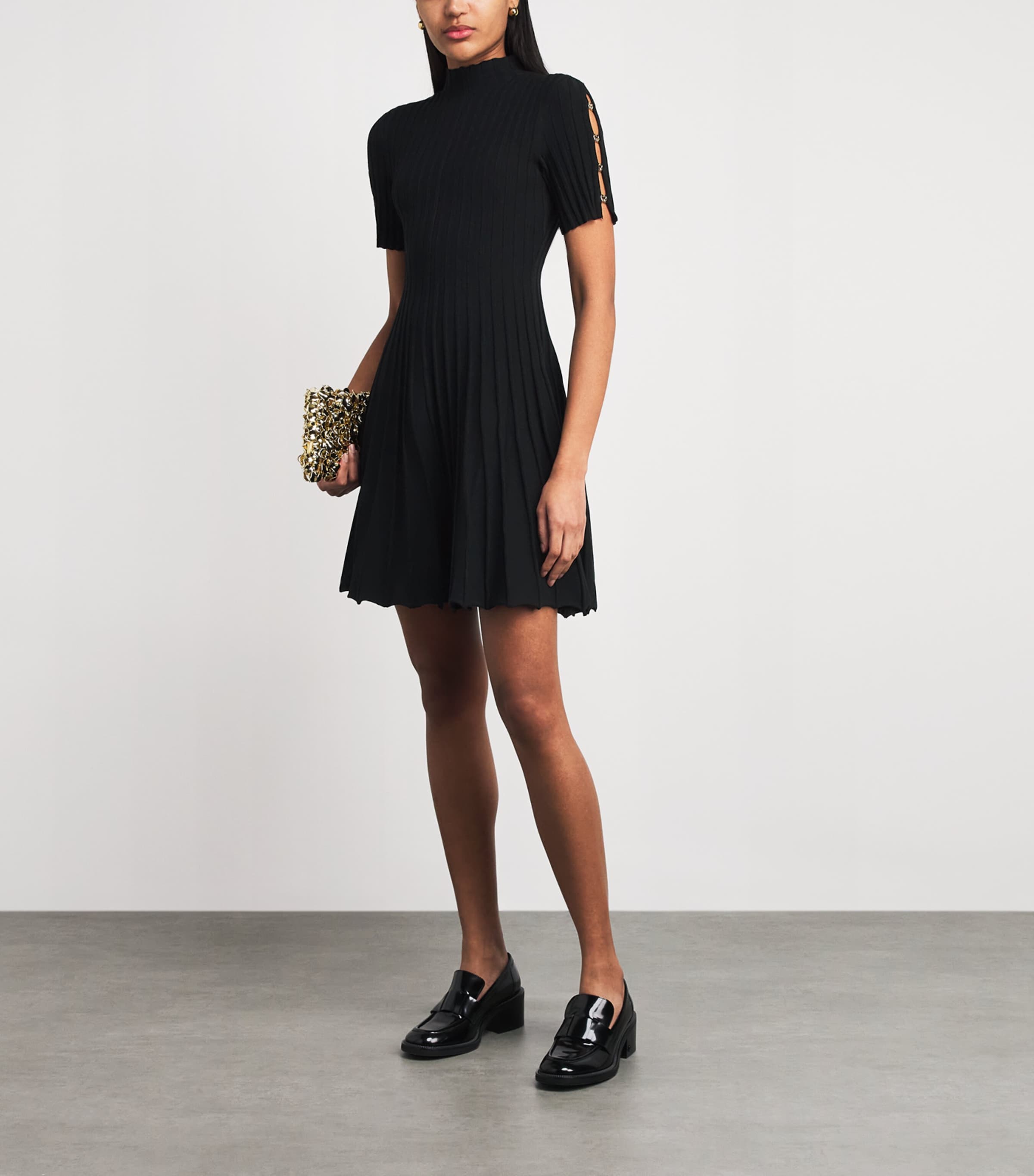 Maje Womens High-Neck Knit Mini Dress Black Image 2