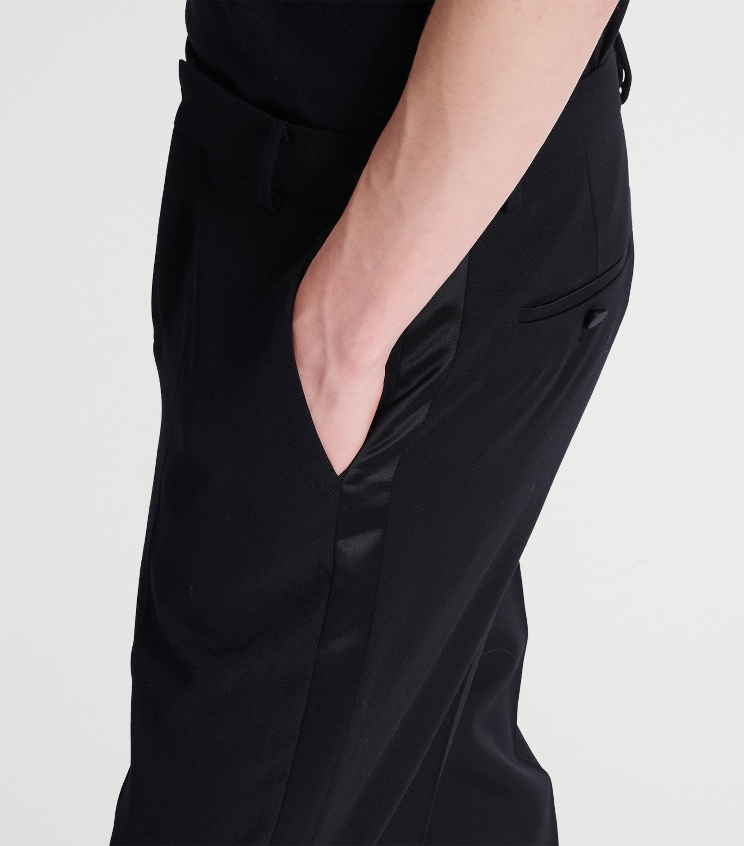 Wool Cropped Straight Trousers EAP NOIR/NOIR Image 7