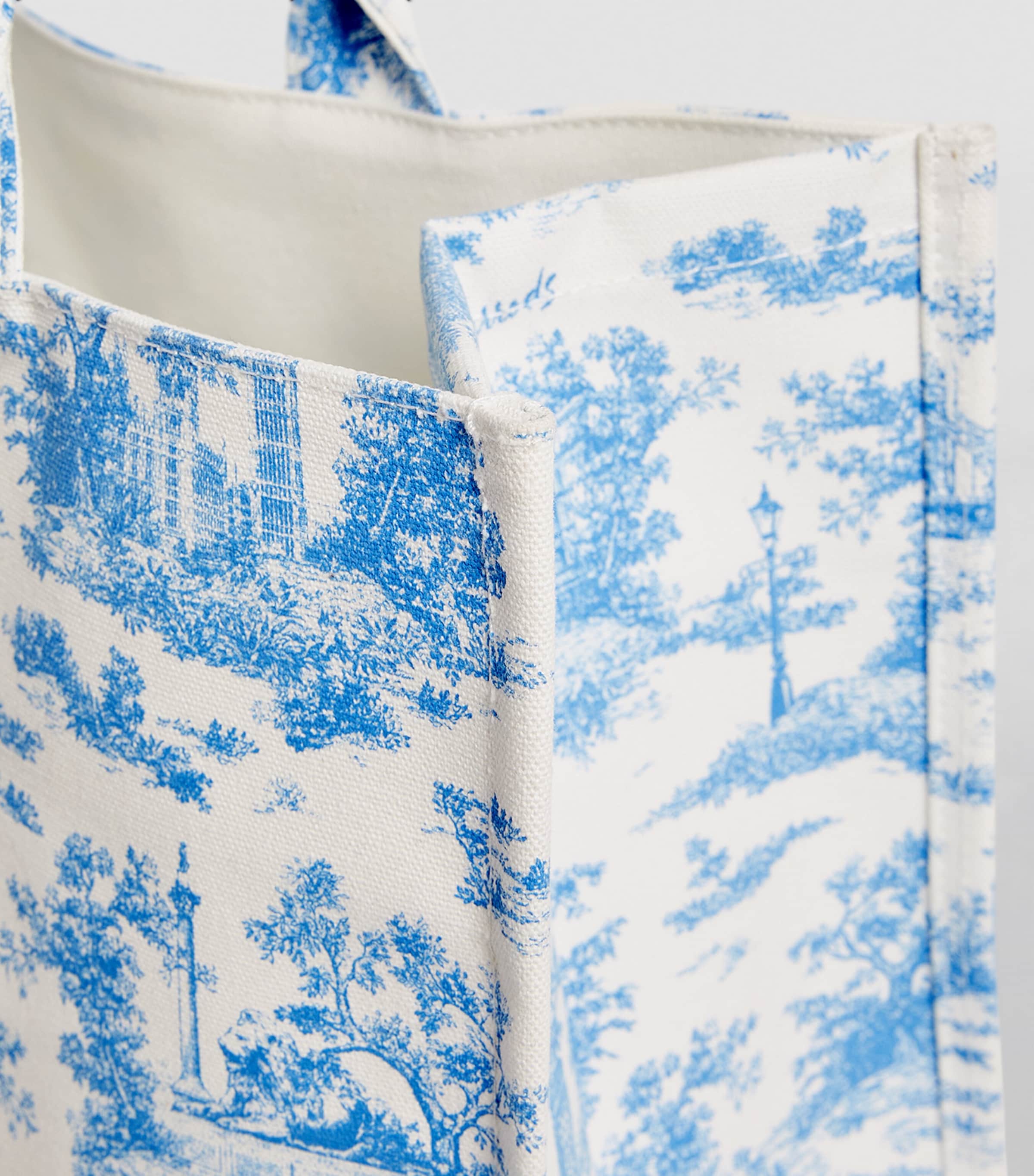 Harrods Toile Grocery Shopper Bag Blue