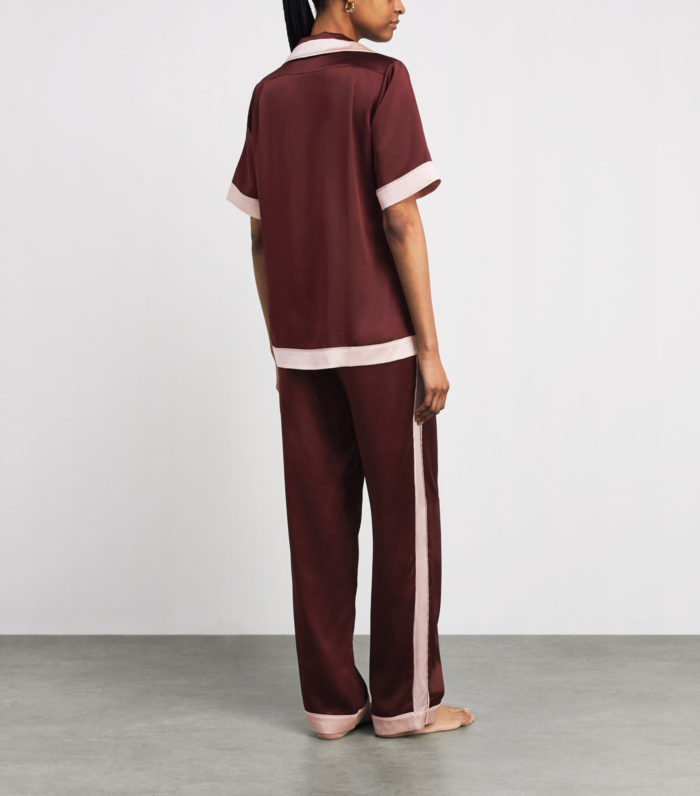 Olivia von Halle Womens Silk Tilda Pyjama Set Bordeaux Image 4