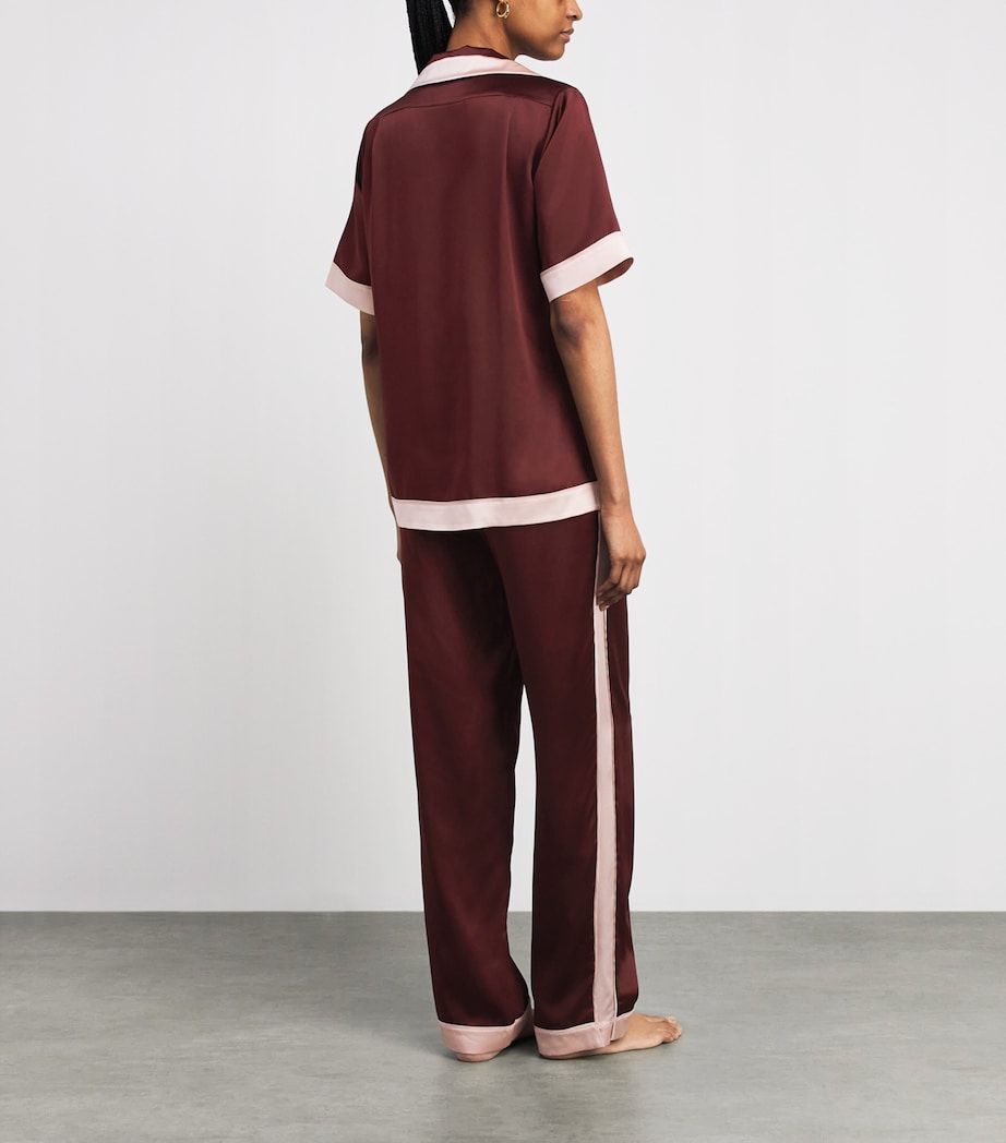 Olivia von Halle Womens Silk Tilda Pyjama Set Bordeaux Image 4