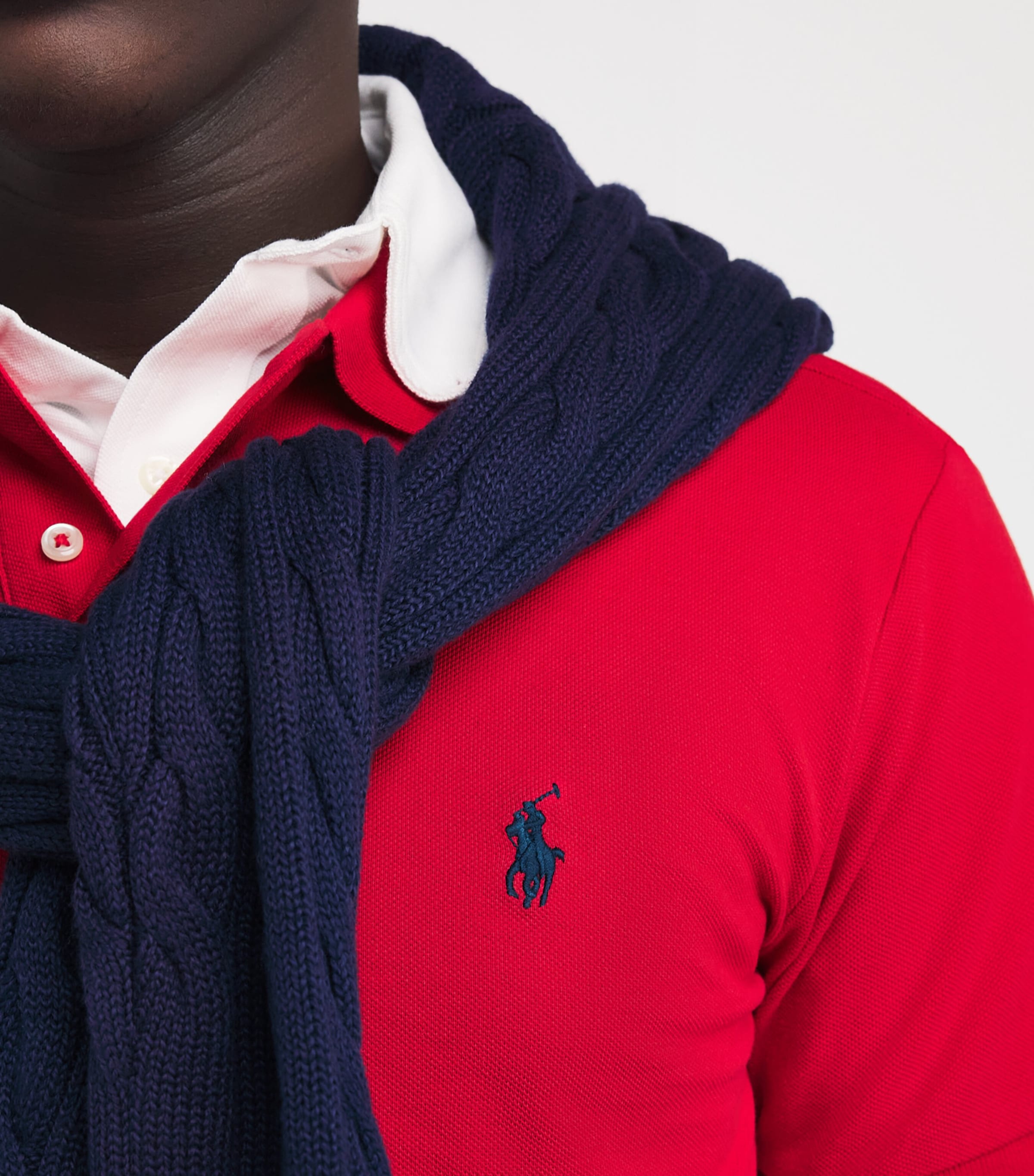 Polo Ralph Lauren Mens Cotton Mesh Slim-Fit Polo Shirt Red Image 6