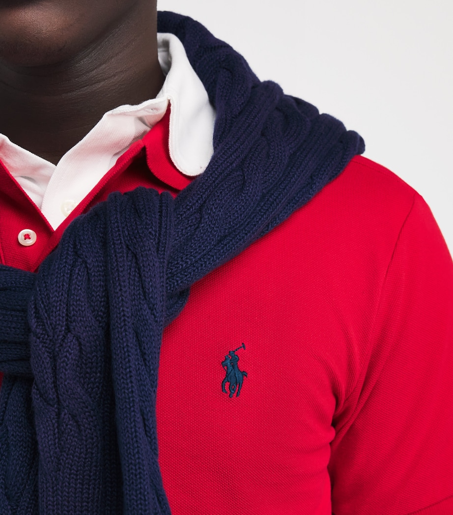 Polo Ralph Lauren Mens Cotton Mesh Slim-Fit Polo Shirt Red Image 6