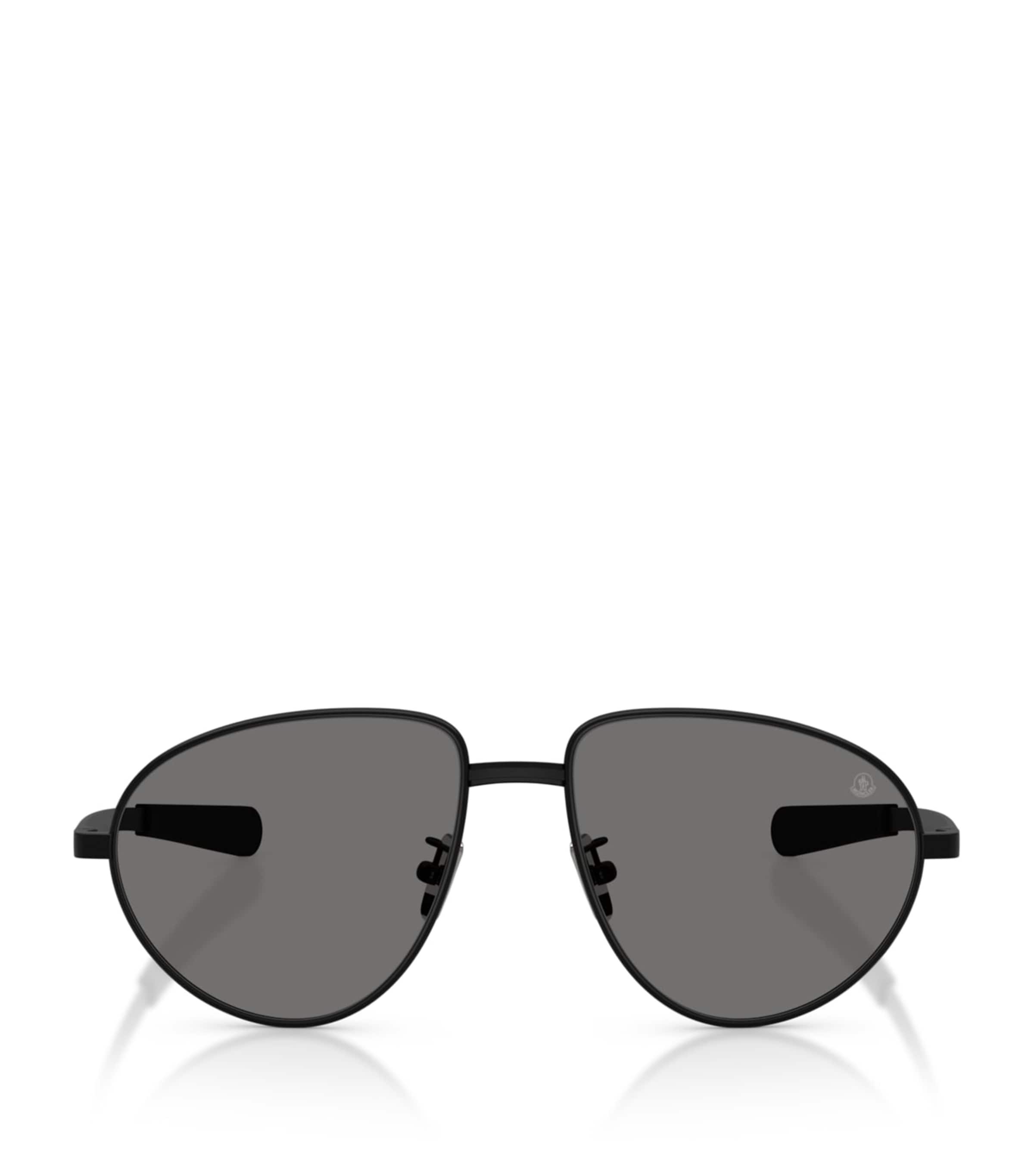 Moncler Womens Black Me4009 Vizla Aviator-frame Metal Sunglasses In Black