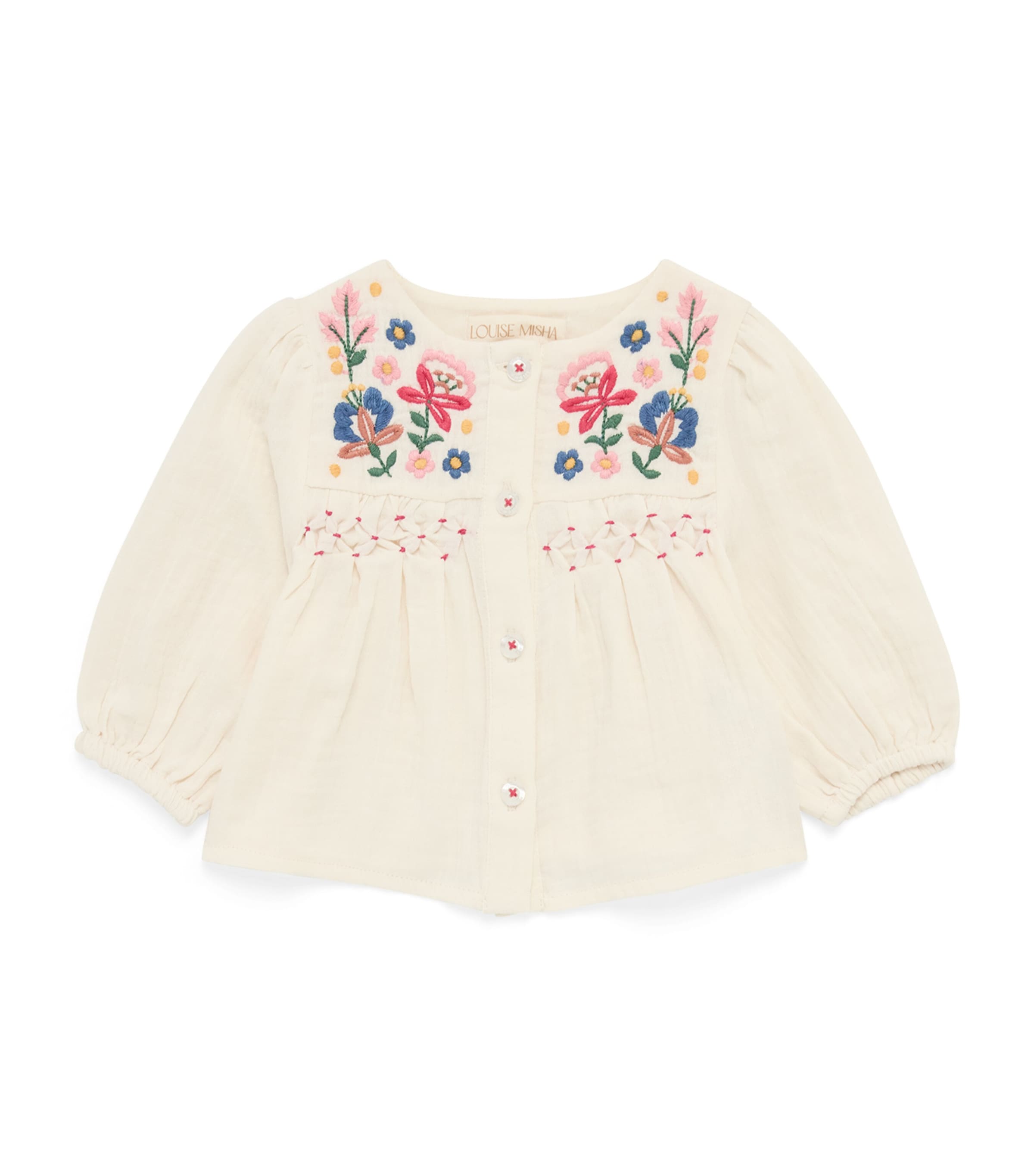Louise Misha Cotton Embroidered Kirstin Blouse (6-24 Months) Cream Image 1