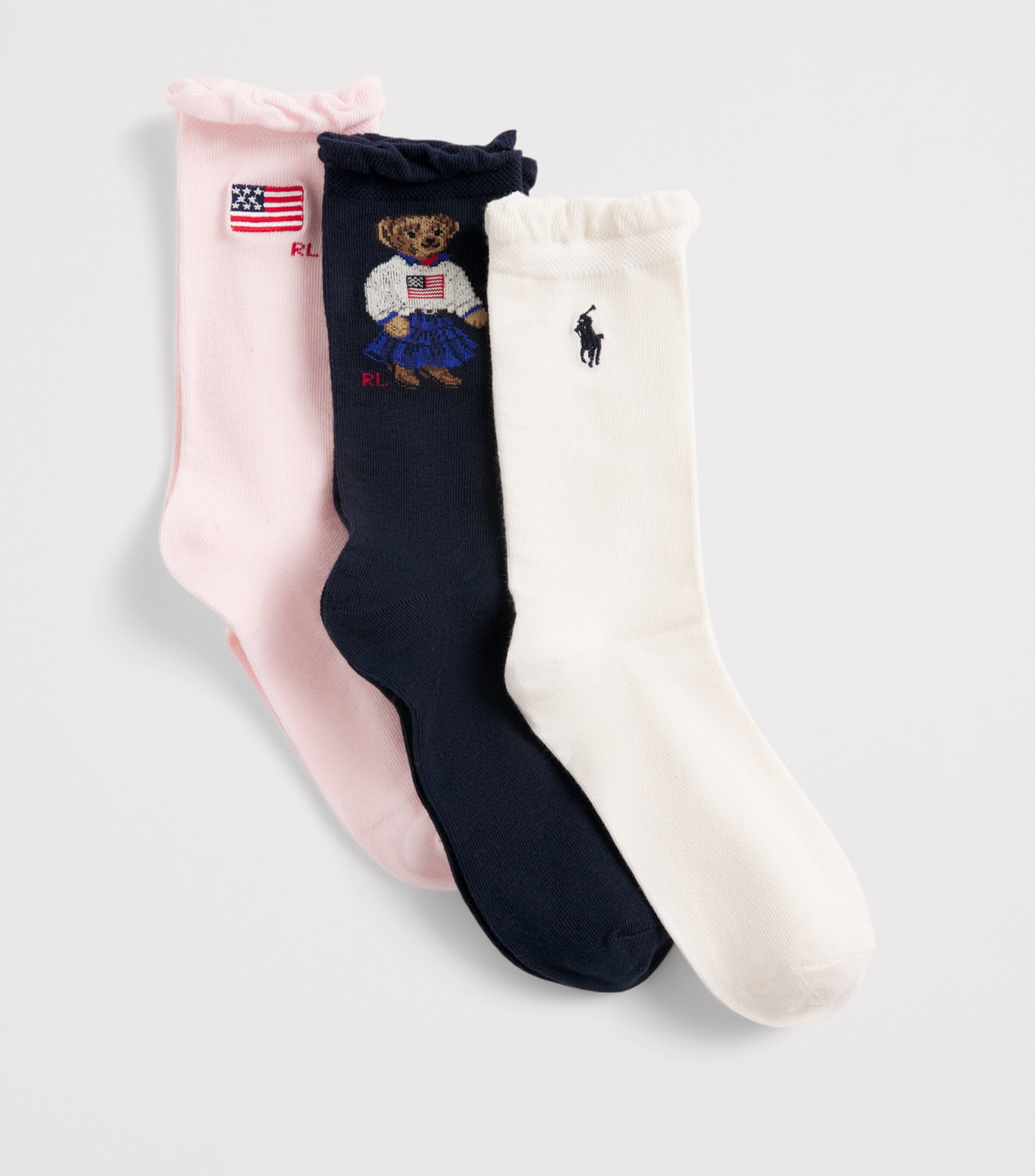 Ralph Lauren Kids Crew Socks (Pack of 3) Navy Assr Image 2