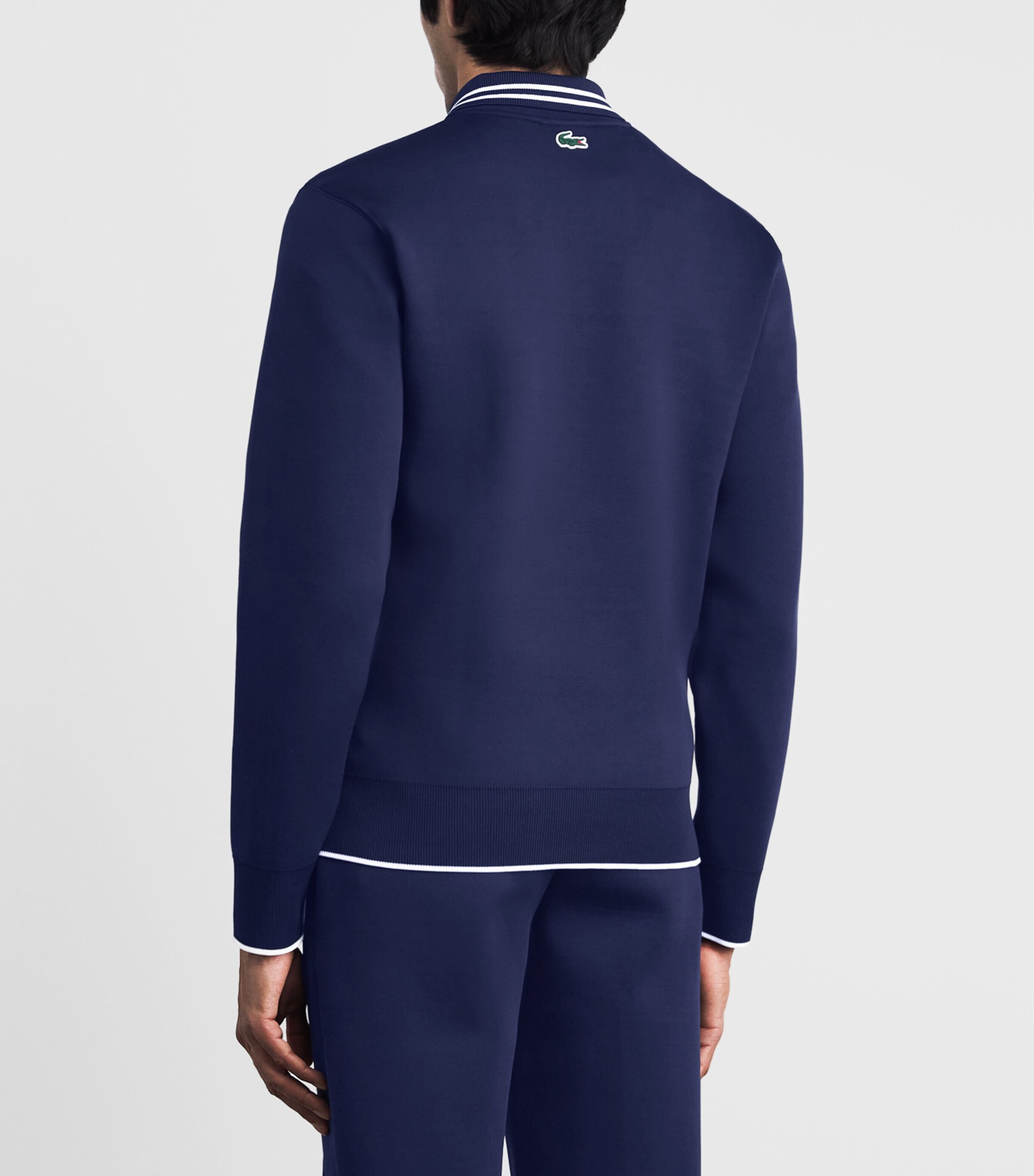 Lacoste Mens Heritage Polo-Collar Zipped Sweatshirt Navy Blue Image 5