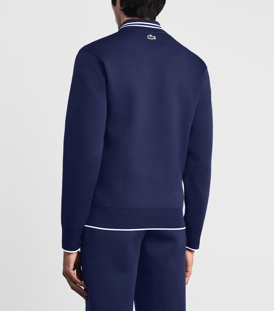 Lacoste Mens Heritage Polo-Collar Zipped Sweatshirt Navy Blue Image 5