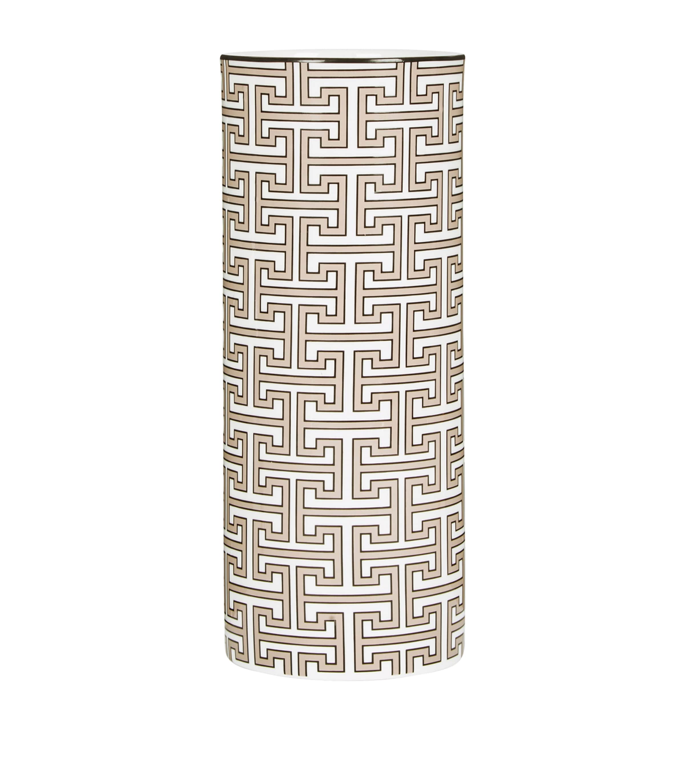 Tall Bone China Maze Vase (22.5cm) TRUFFLE/WHITE Image 1