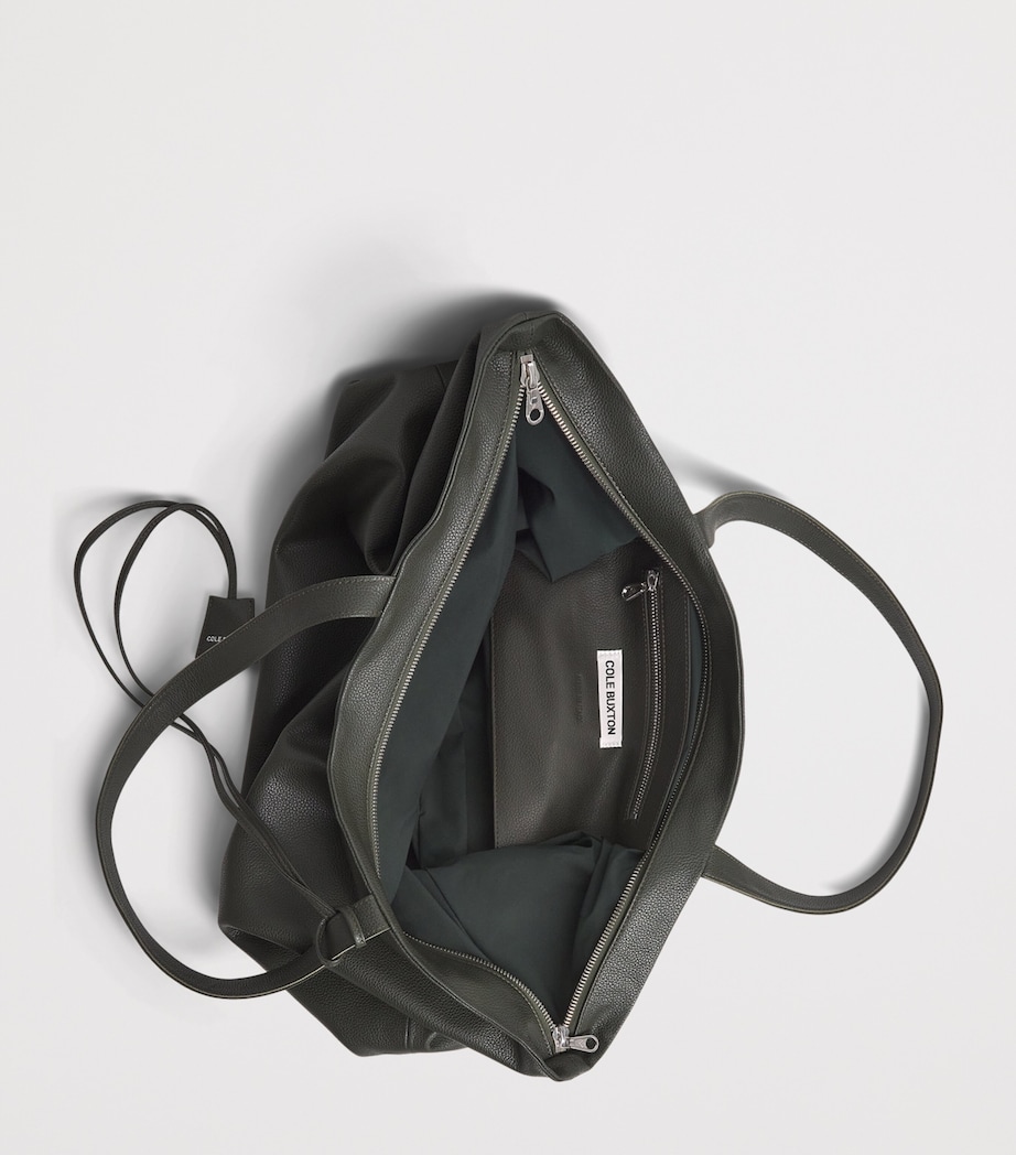 Large Grained Leather Tote Bag DARK GREEN 630 Image 4