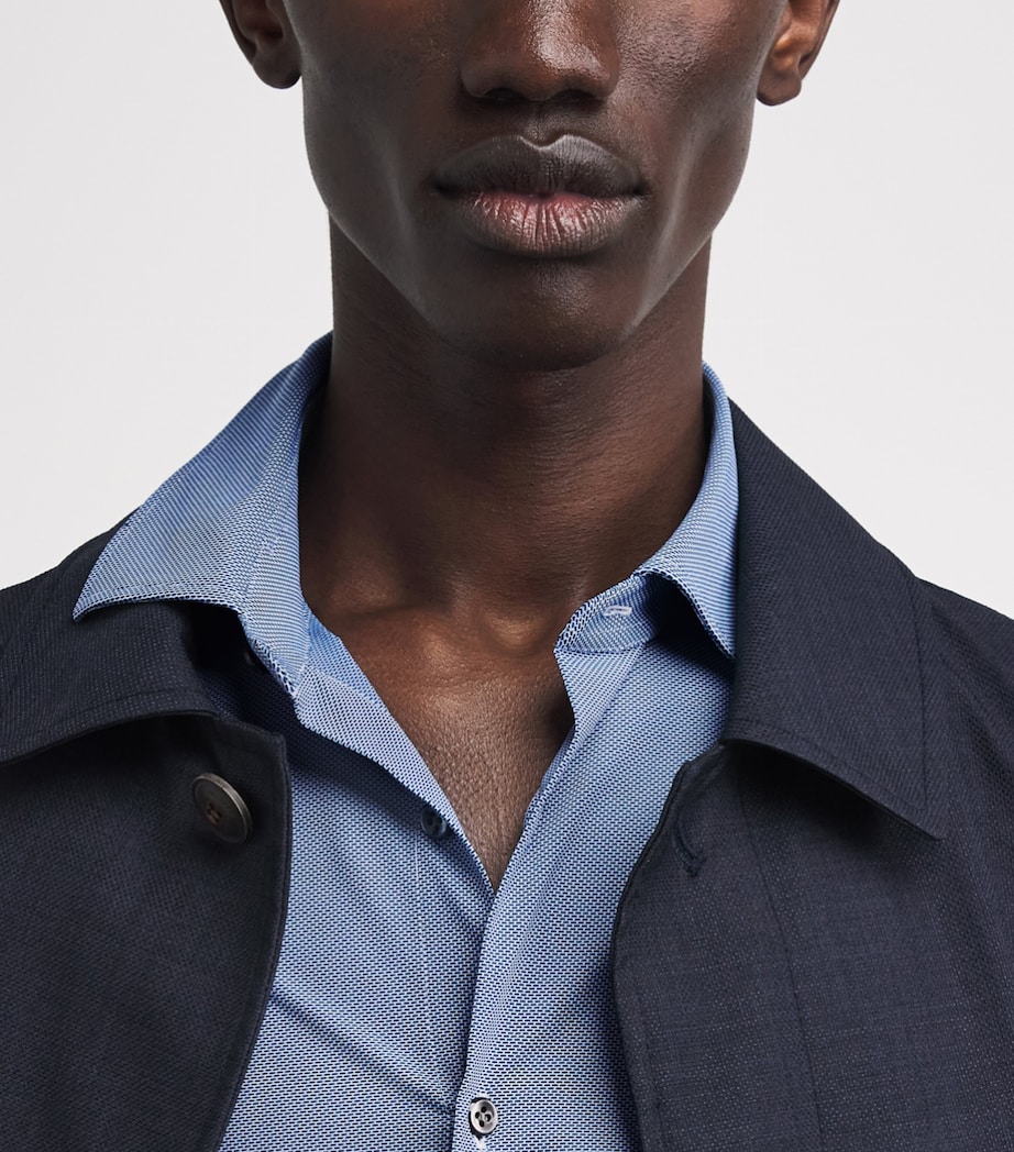 Pal Zileri Mens Jacquard Micro-Pattern Shirt Light Blue Image 6