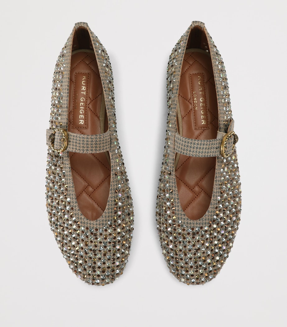 Kurt Geiger London Suede Embellished Mayfair Ballet Flats Beige Comb Image 4