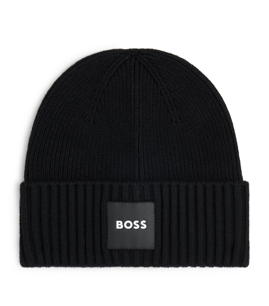 BOSS Kidswear Knitted Logo Beanie Black Image 1