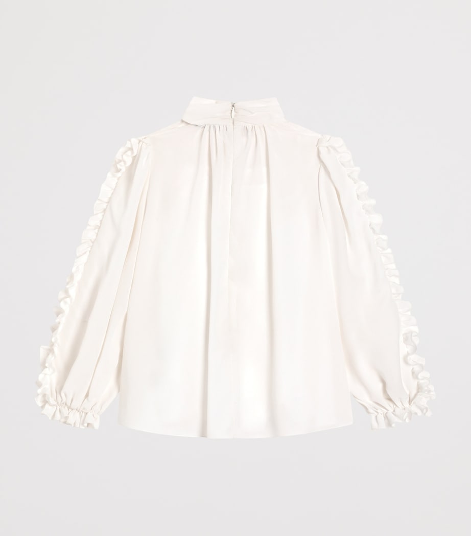 Dolce&Gabbana Kids Silk Ruffled Blouse (8-12+ Years) White Image 2
