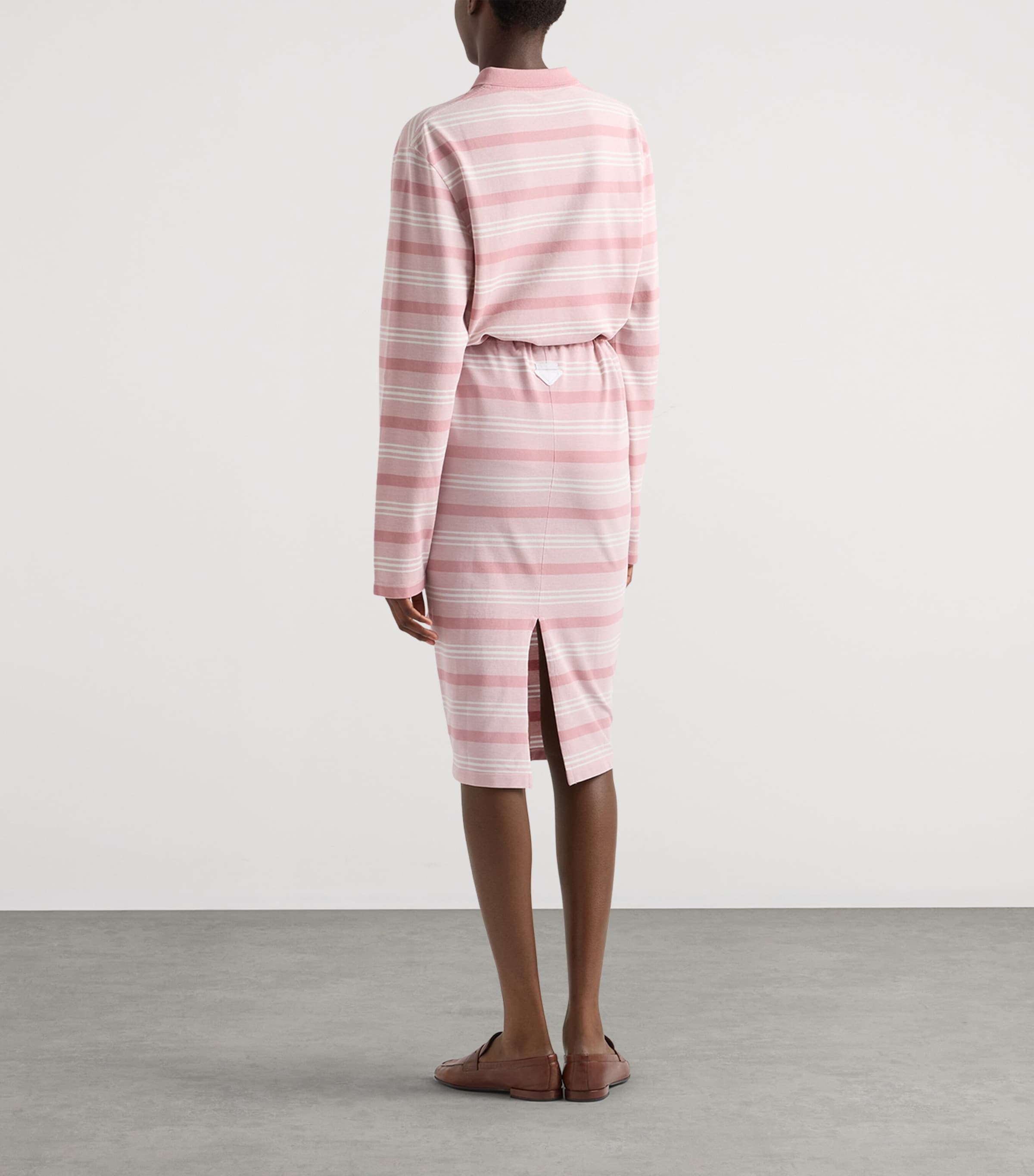 Prada Womens Mohair-Wool Stripe Midi Skirt Image 5