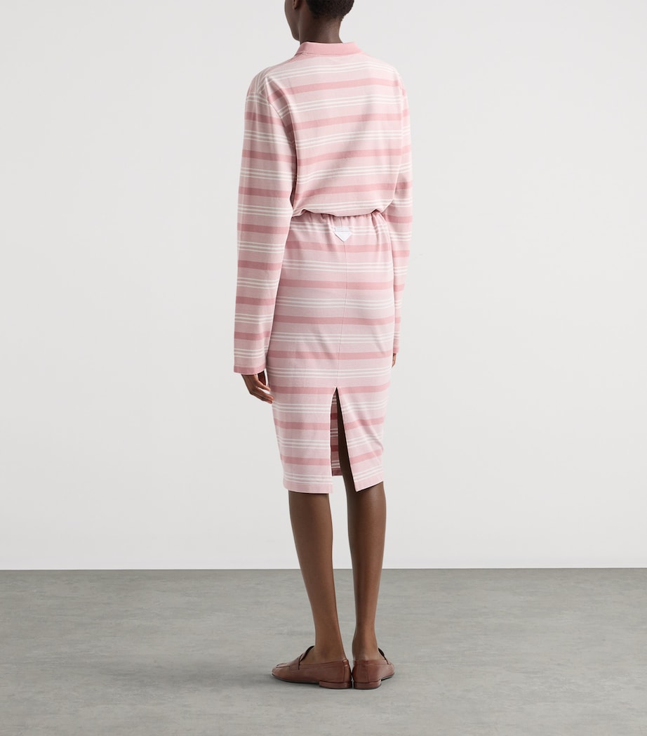 Prada Womens Mohair-Wool Stripe Midi Skirt Image 5