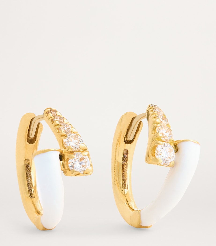 Yellow Gold, Diamond and Enamel Lola Huggie Earrings YELLOW GOLD Image 3